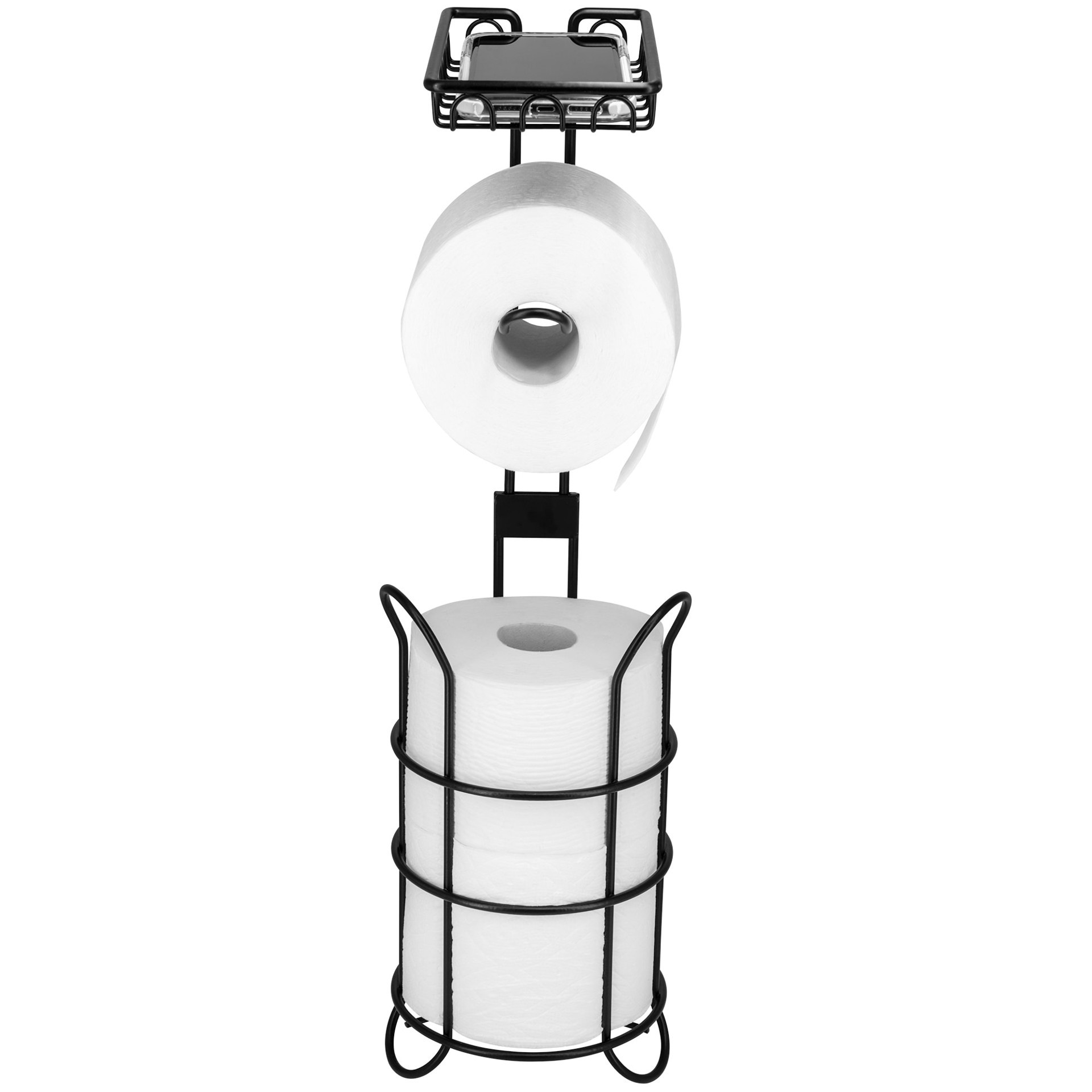 slide 4 of 6, Style Selections Matte Black Freestanding Single post Toilet Paper Holder 2 -Rolls, 1 ct