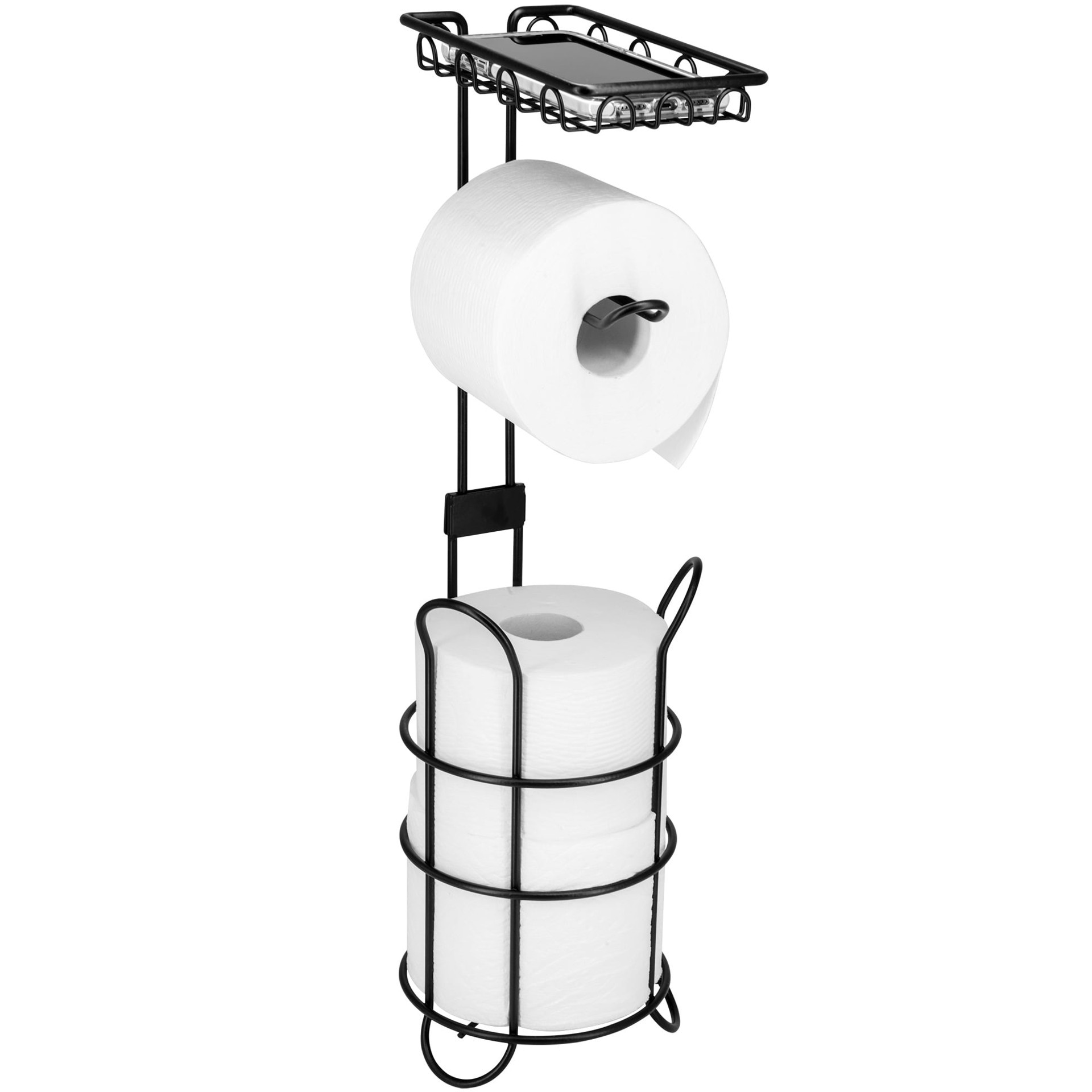 slide 5 of 6, Style Selections Matte Black Freestanding Single post Toilet Paper Holder 2 -Rolls, 1 ct