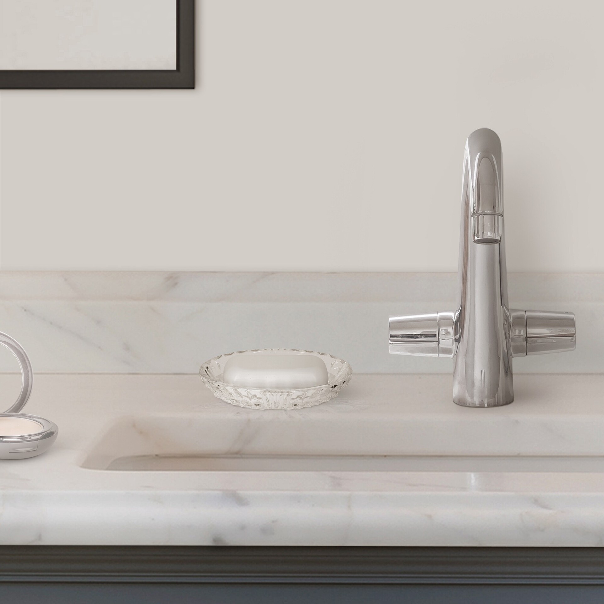 slide 6 of 6, allen + roth Clear Glass Soap Dish, 1 ct