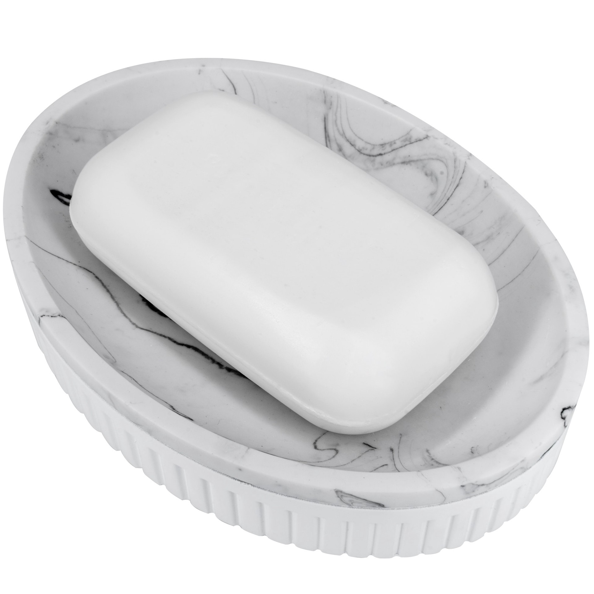 slide 3 of 6, allen + roth White Marble Resin Soap Dish, 1 ct