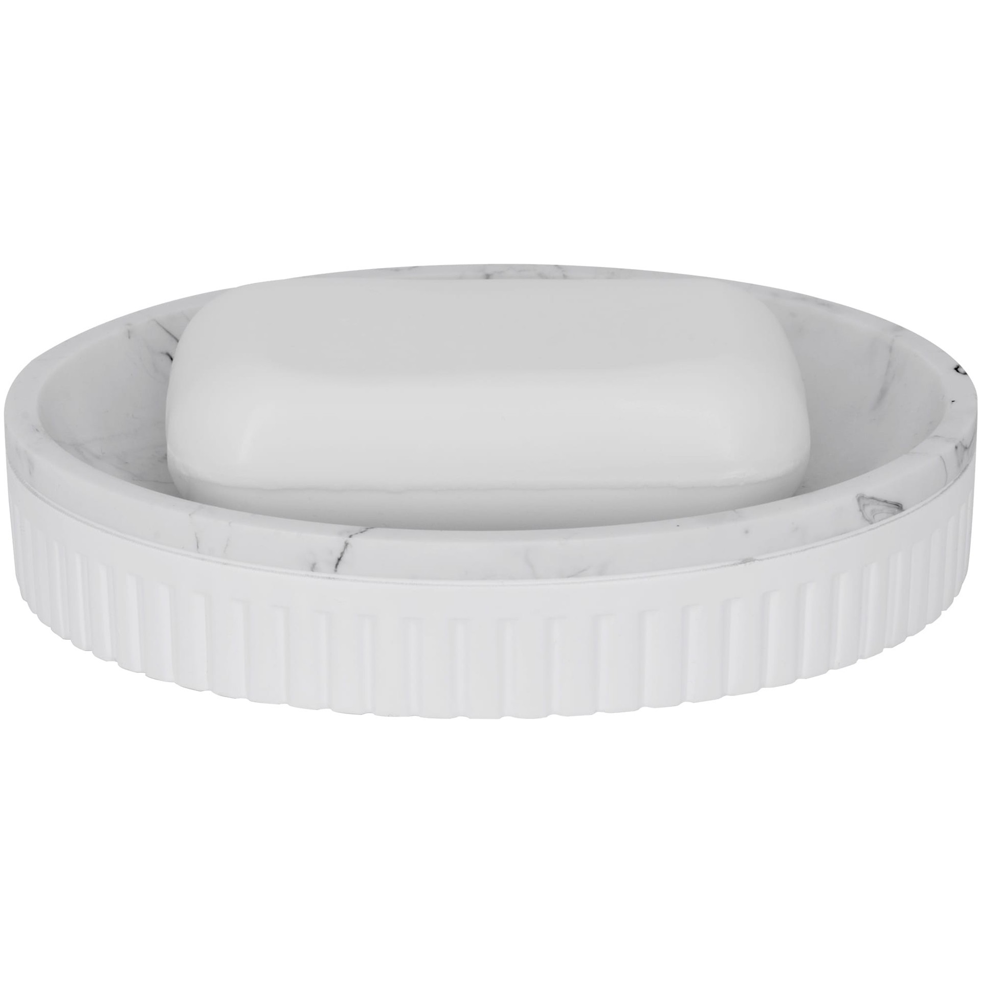 slide 4 of 6, allen + roth White Marble Resin Soap Dish, 1 ct