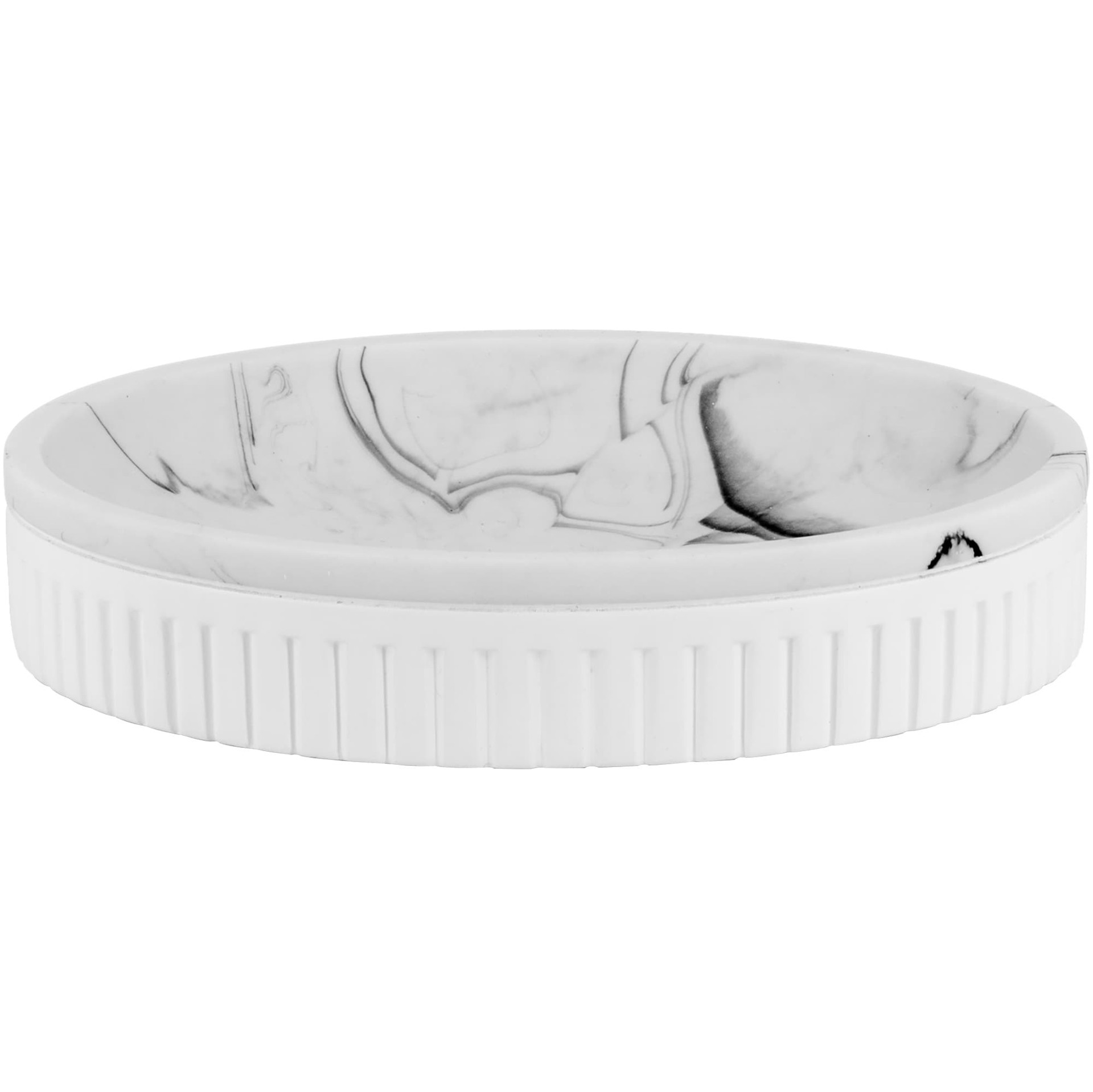 slide 1 of 6, allen + roth White Marble Resin Soap Dish, 1 ct