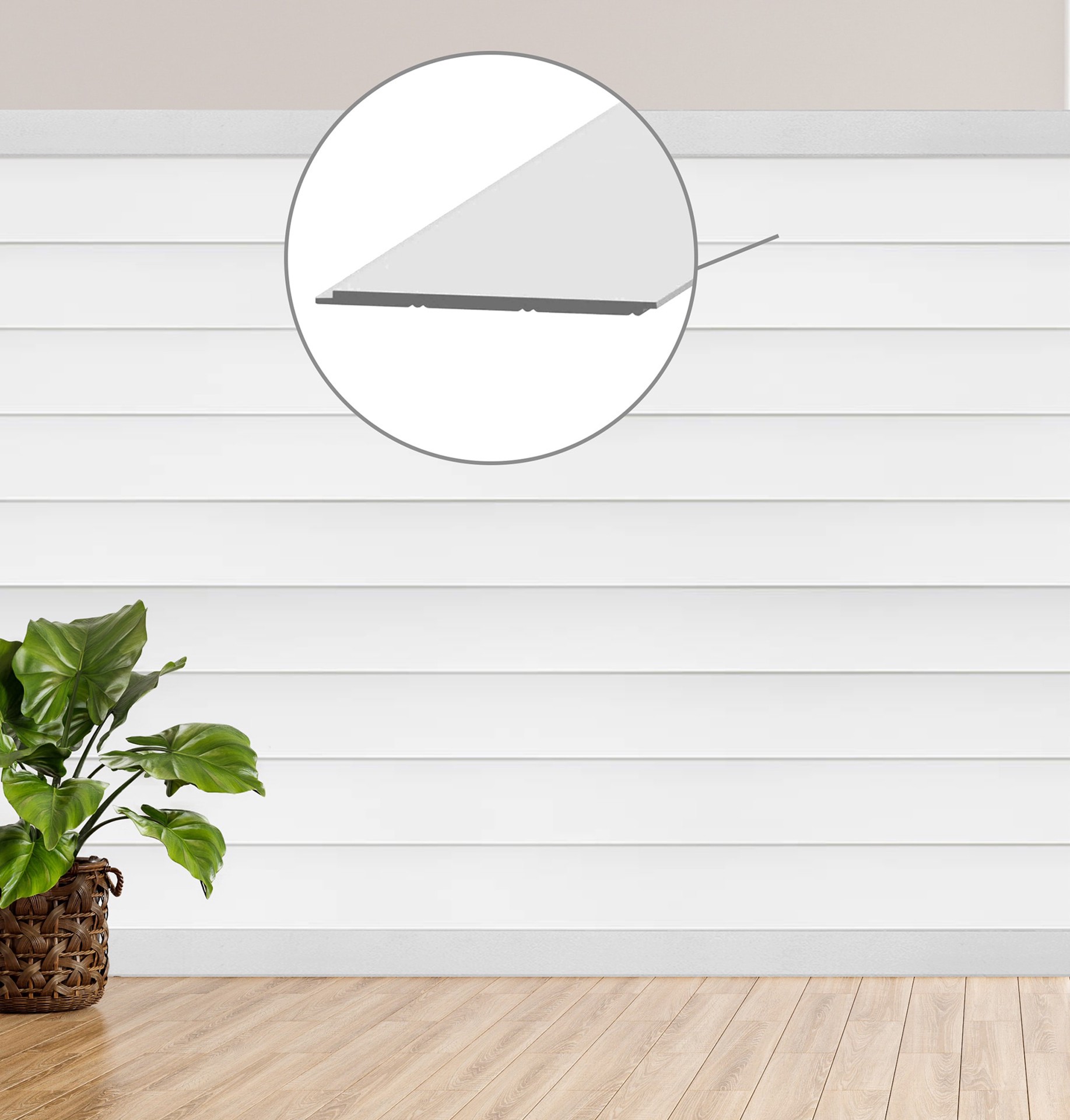 slide 6 of 6, ECHON 5/16-in x 7-5/16-in x 2-ft 9-61/64-in Reversible Unfinished White PVC Shiplap Beaded/Smooth Wall Plank 6 -Pack, 1 ct