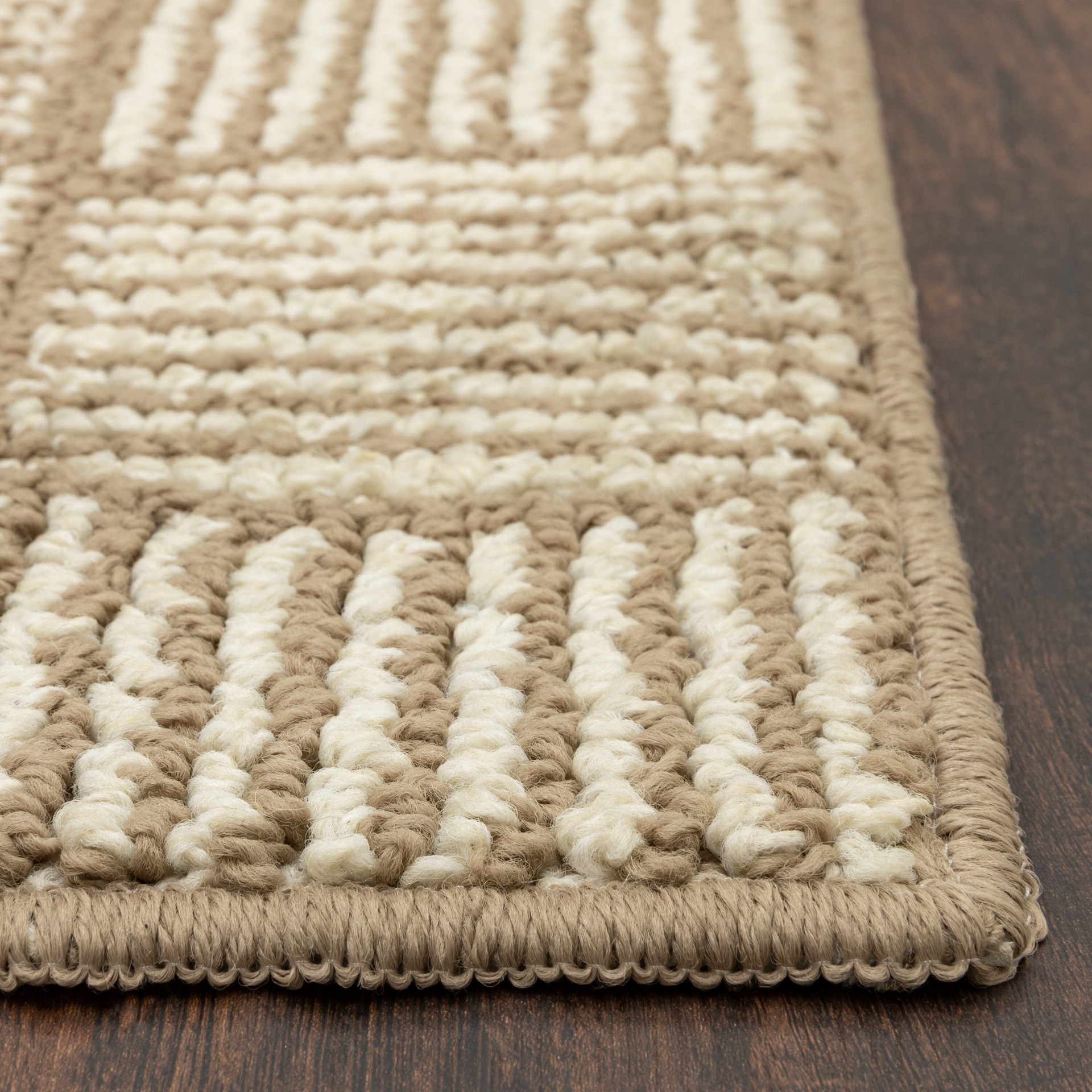 slide 5 of 6, Style Selections 2 x 6 (ft) Tufted Polyester Brown Rectangular Indoor Geometric Machine washable Runner rug, 1 ct