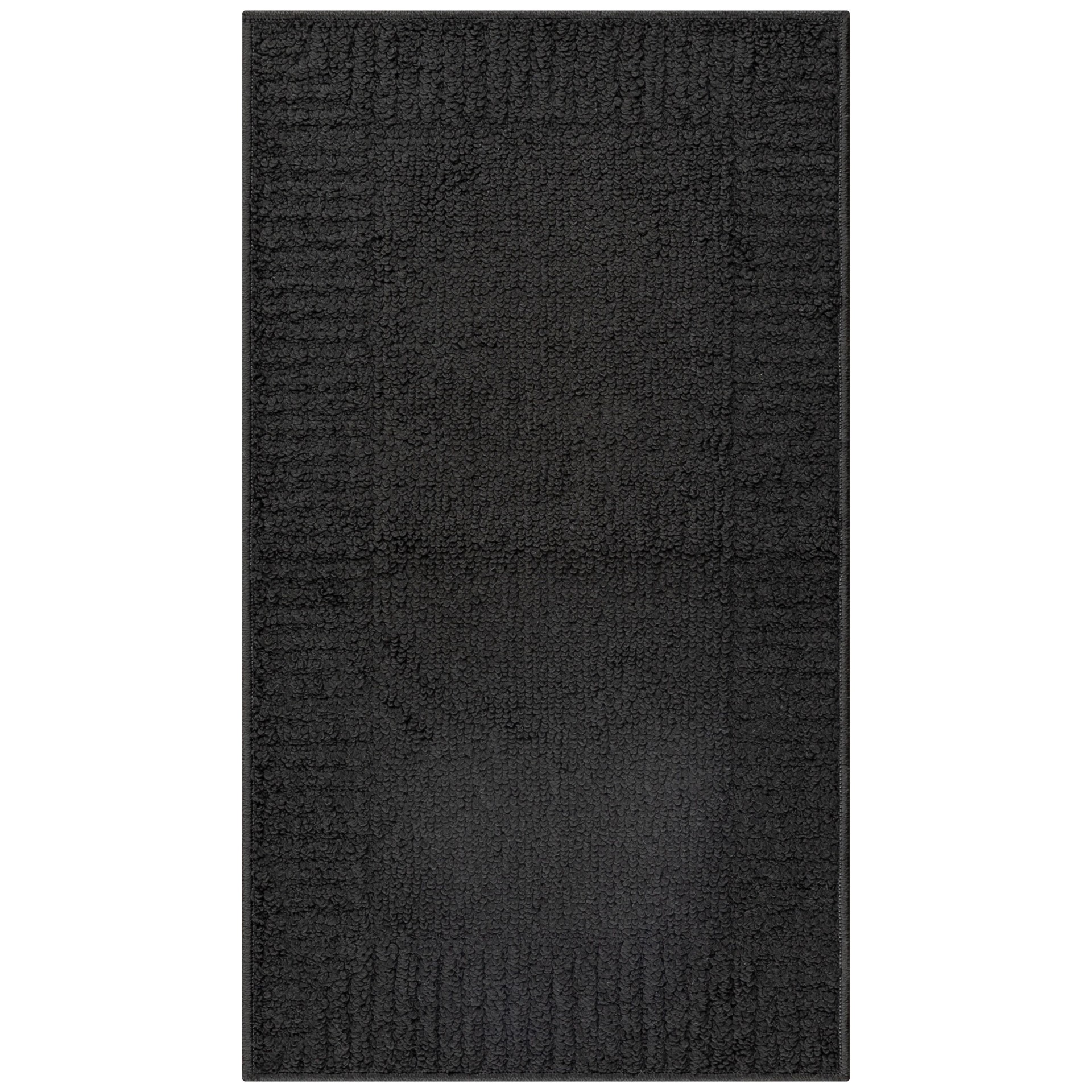 slide 6 of 6, Style Selections 2 x 3 (ft) Tufted Polyester Black Rectangular Indoor Border Machine washable Throw rug, 1 ct