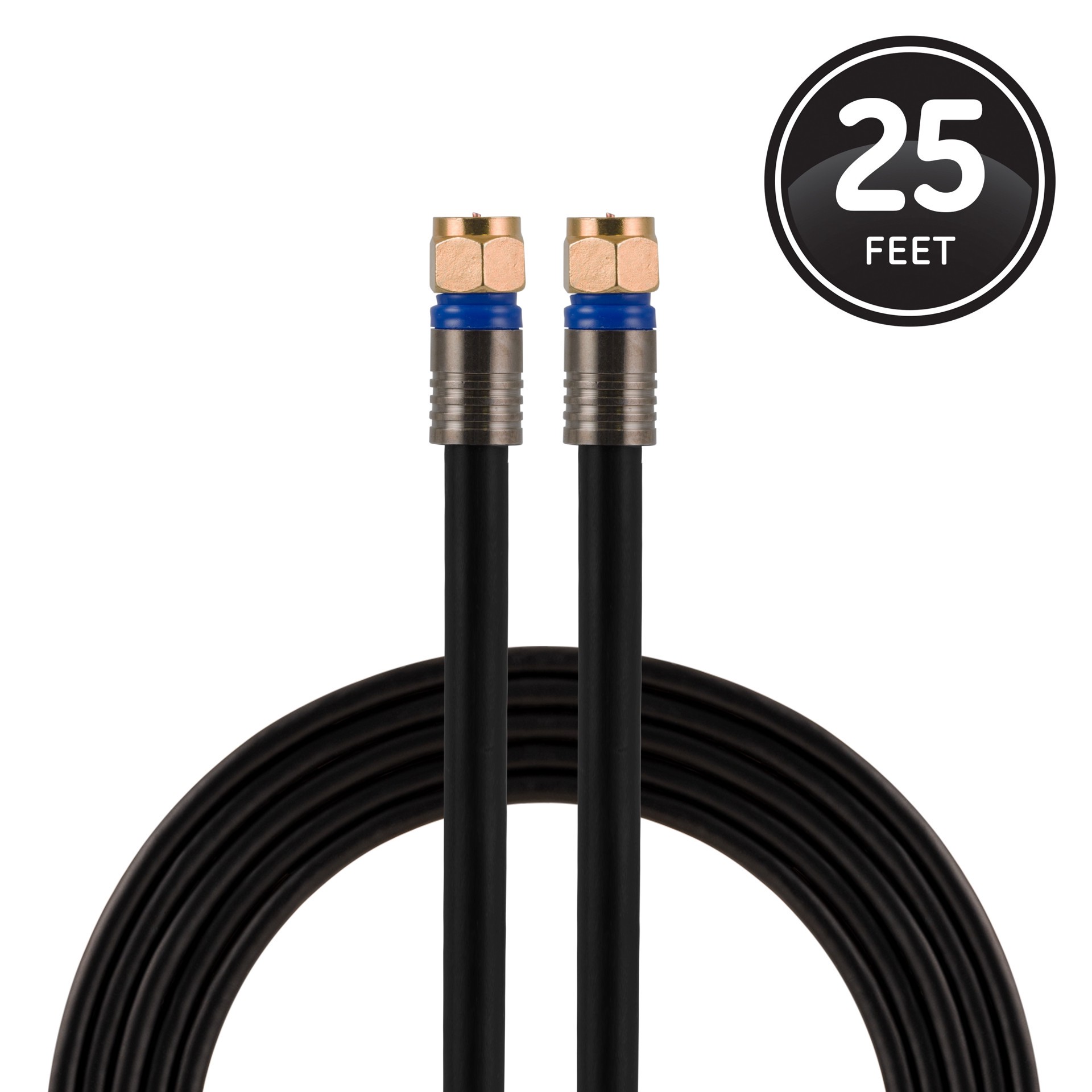 slide 1 of 6, Utilitech 25-ft RG6-Quad Shield Black Coaxial Cable, 1 ct