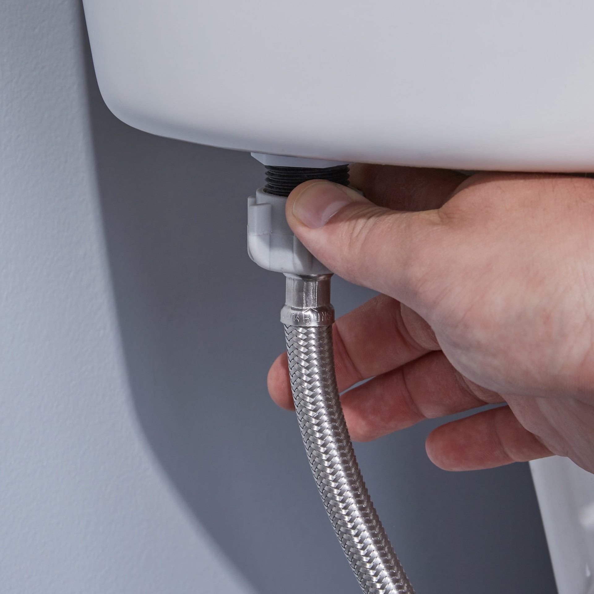 slide 2 of 6, RELIABILT 3/8-in compression x 7/8-in FIP x 12-in Braided stainless steel Flexible Toilet Supply Line, 1 ct