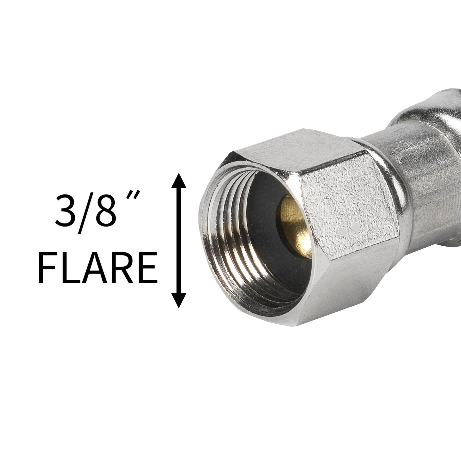 slide 6 of 6, RELIABILT 3/8-in flare x 7/8-in FIP x 12-in Braided stainless steel Flexible Toilet Supply Line, 1 ct