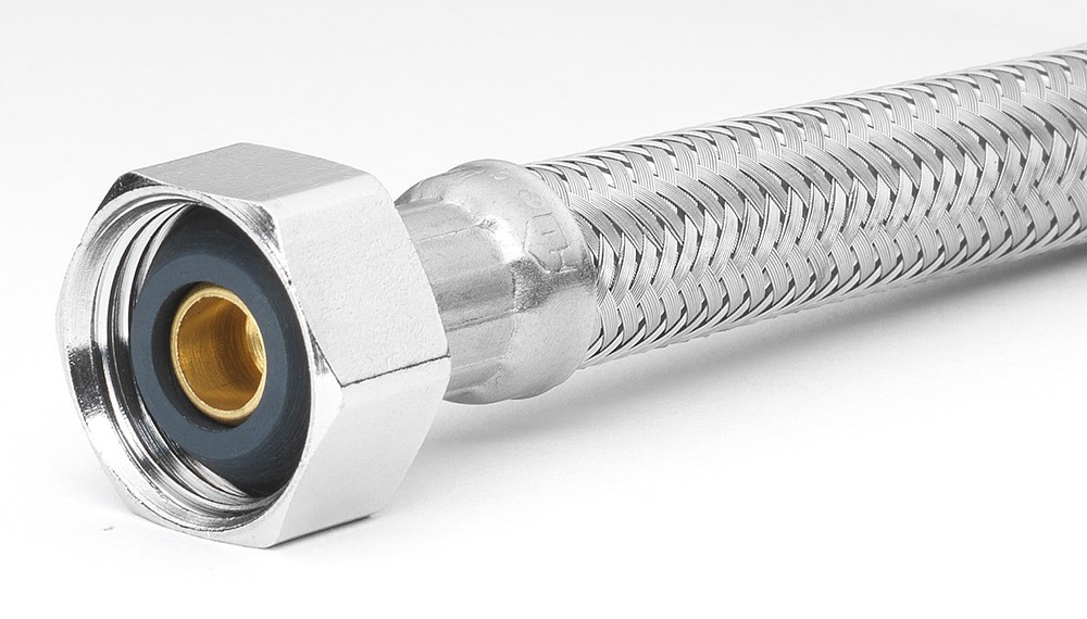 slide 3 of 6, RELIABILT 1/2-in FIP x 7/8-in FIP x 12-in Braided stainless steel Flexible Toilet Supply Line, 1 ct