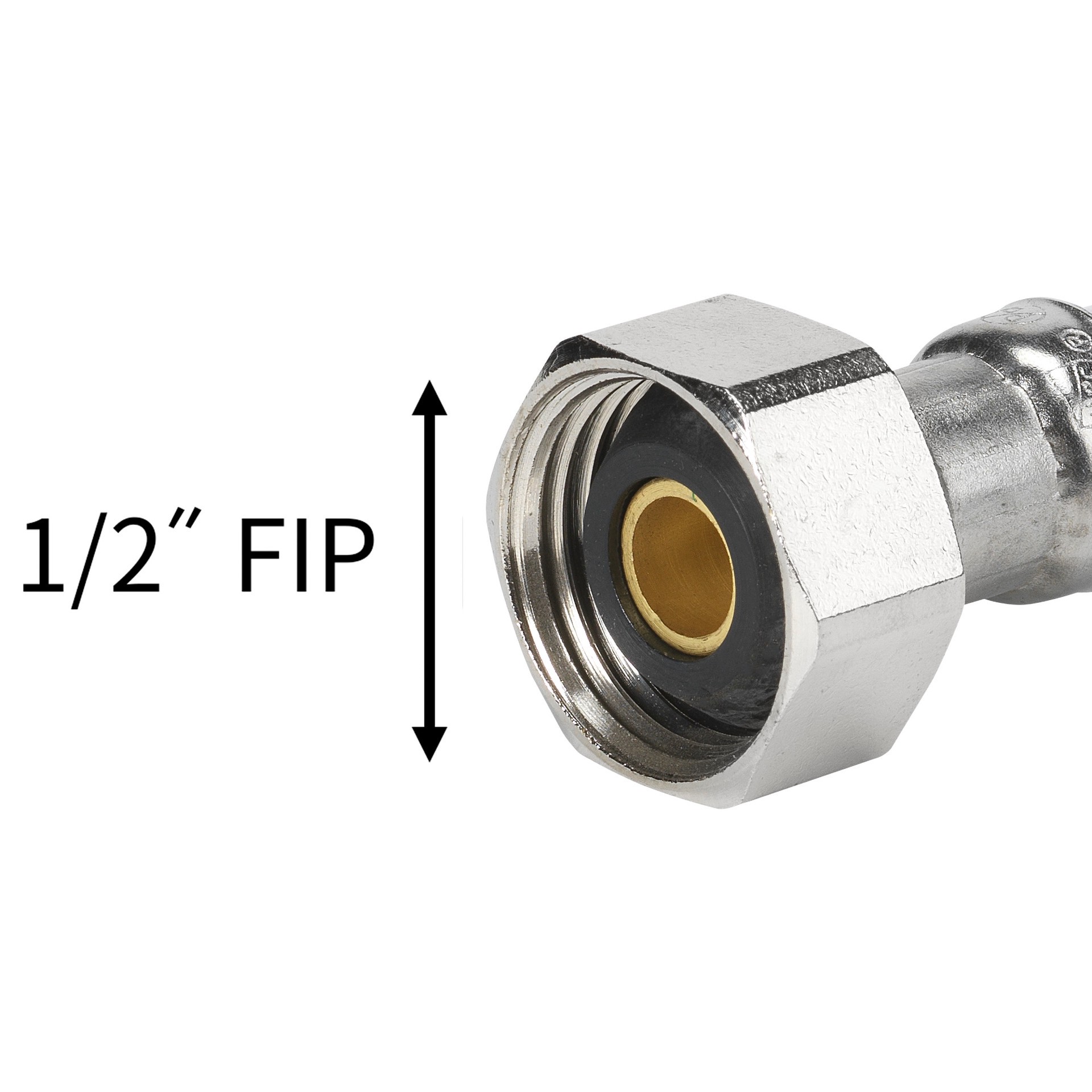 slide 6 of 6, RELIABILT 3/8-in compression x 1/2-in FIP x 16-in Braided stainless steel Flexible Faucet Supply Line, 1 ct
