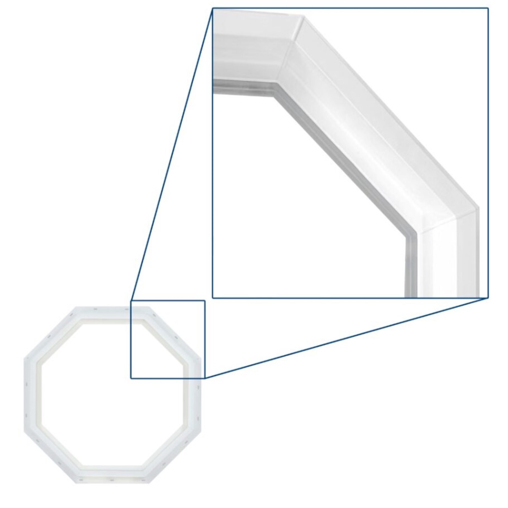 slide 4 of 6, RELIABILT 23-1/2-in x 23-1/2-in x 2-3/4-in Jamb Octagon White Window, 1 ct