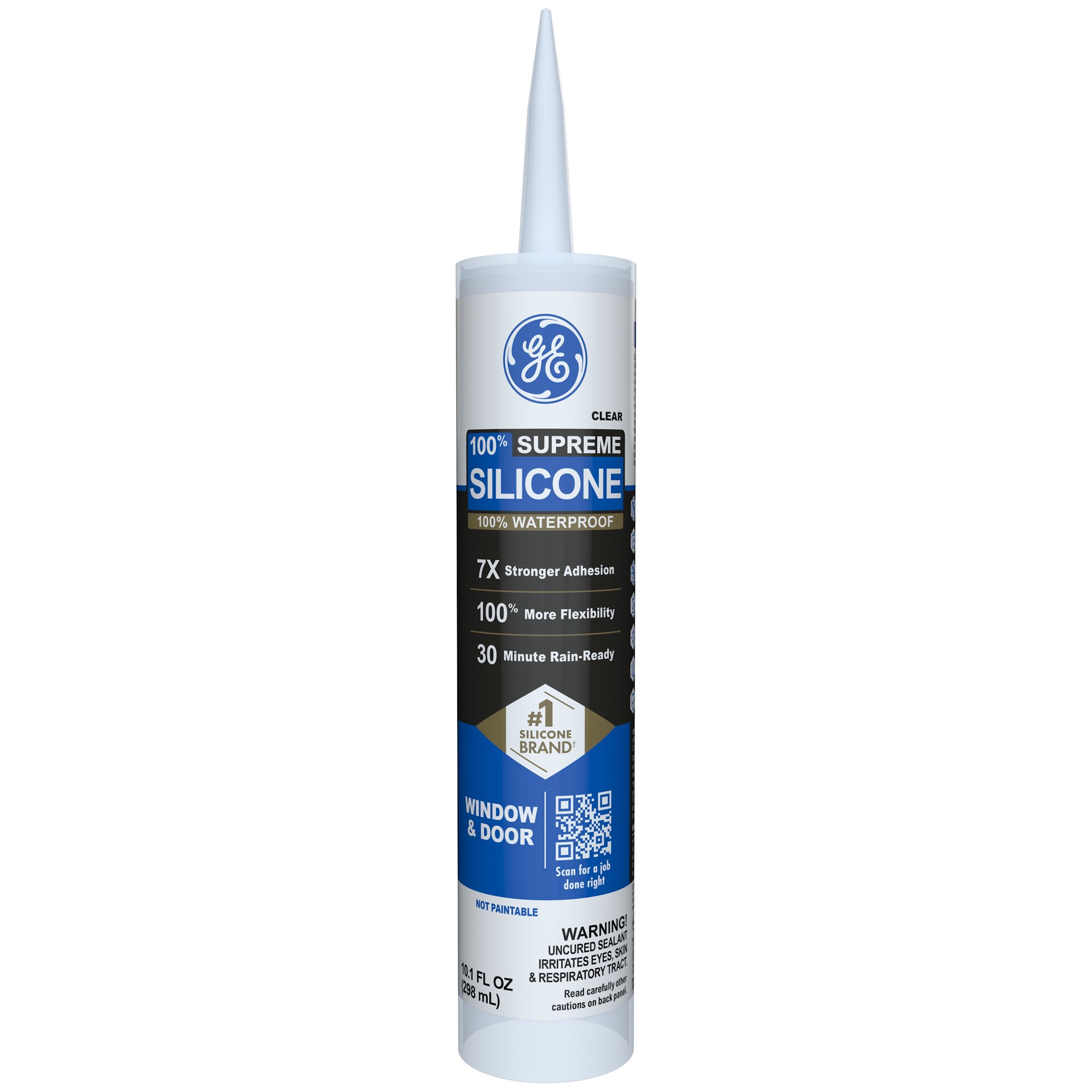 slide 1 of 6, GE Supreme Silicone Windows, Doors, Floors 10.1-oz Window and Door Clear Silicone Caulk, 1 ct