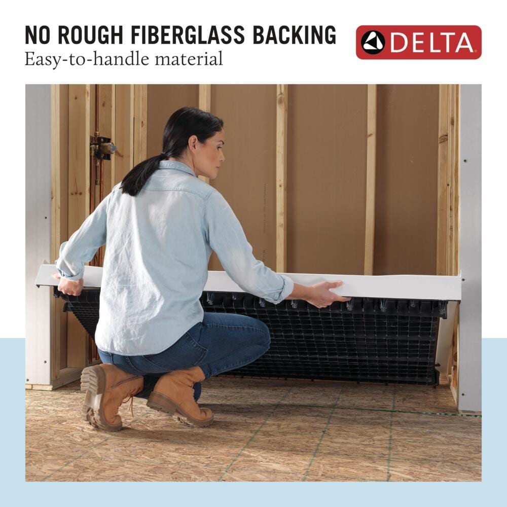 slide 6 of 6, Delta EverEdge 32-in W x 60-in L Left High Gloss White Single Threshold Rectangle Shower Pan Base with 5-in H Threshold, 1 ct