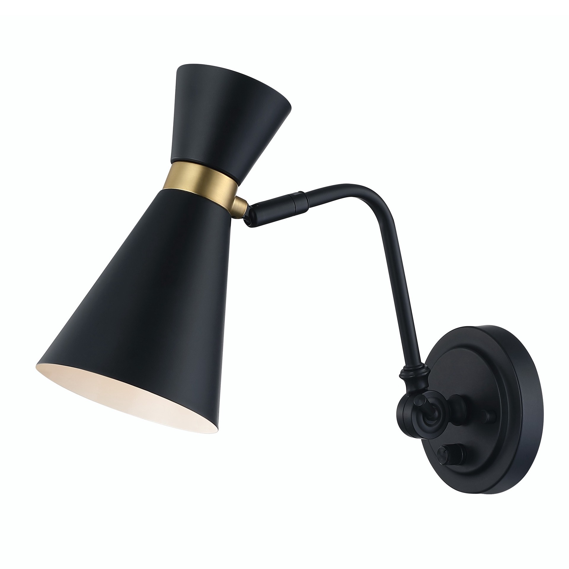 slide 5 of 6, allen + roth Huston 5-in W 1 -Light Matte Black Farmhouse Wall Sconce, 1 ct