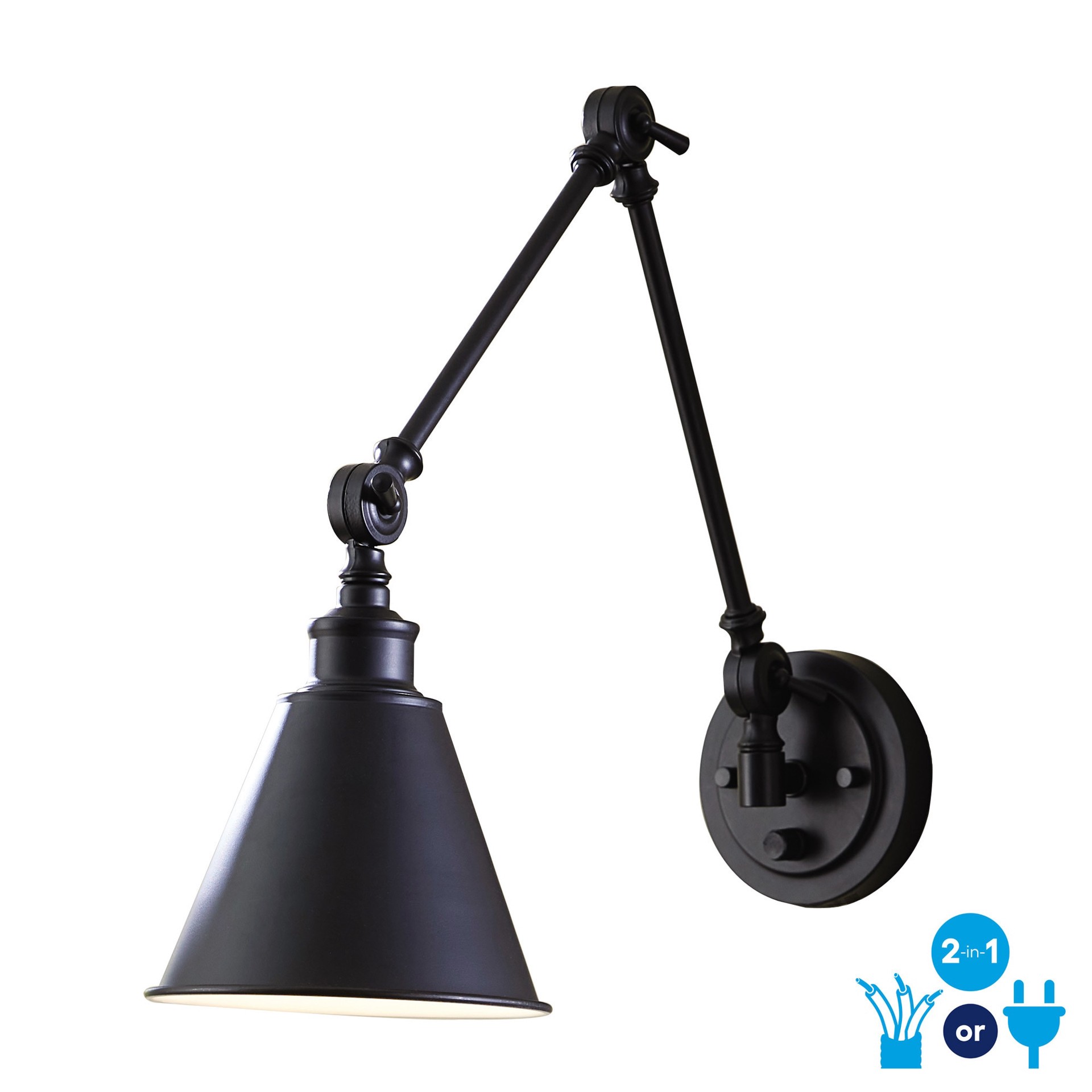 slide 1 of 6, allen + roth Halterman 6.7-in W 1 -Light Matte Black Farmhouse Wall Sconce, 1 ct