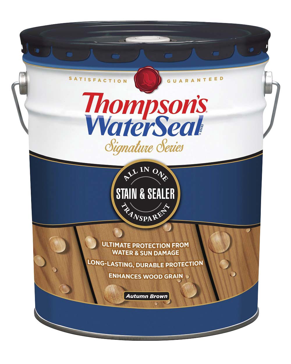 slide 2 of 6, Thompson's WaterSeal Signature Series Pre-Tinted Chestnut Brown Transparent Exterior Wood Stain and Sealer in One ( 5-gallon ), 1 ct