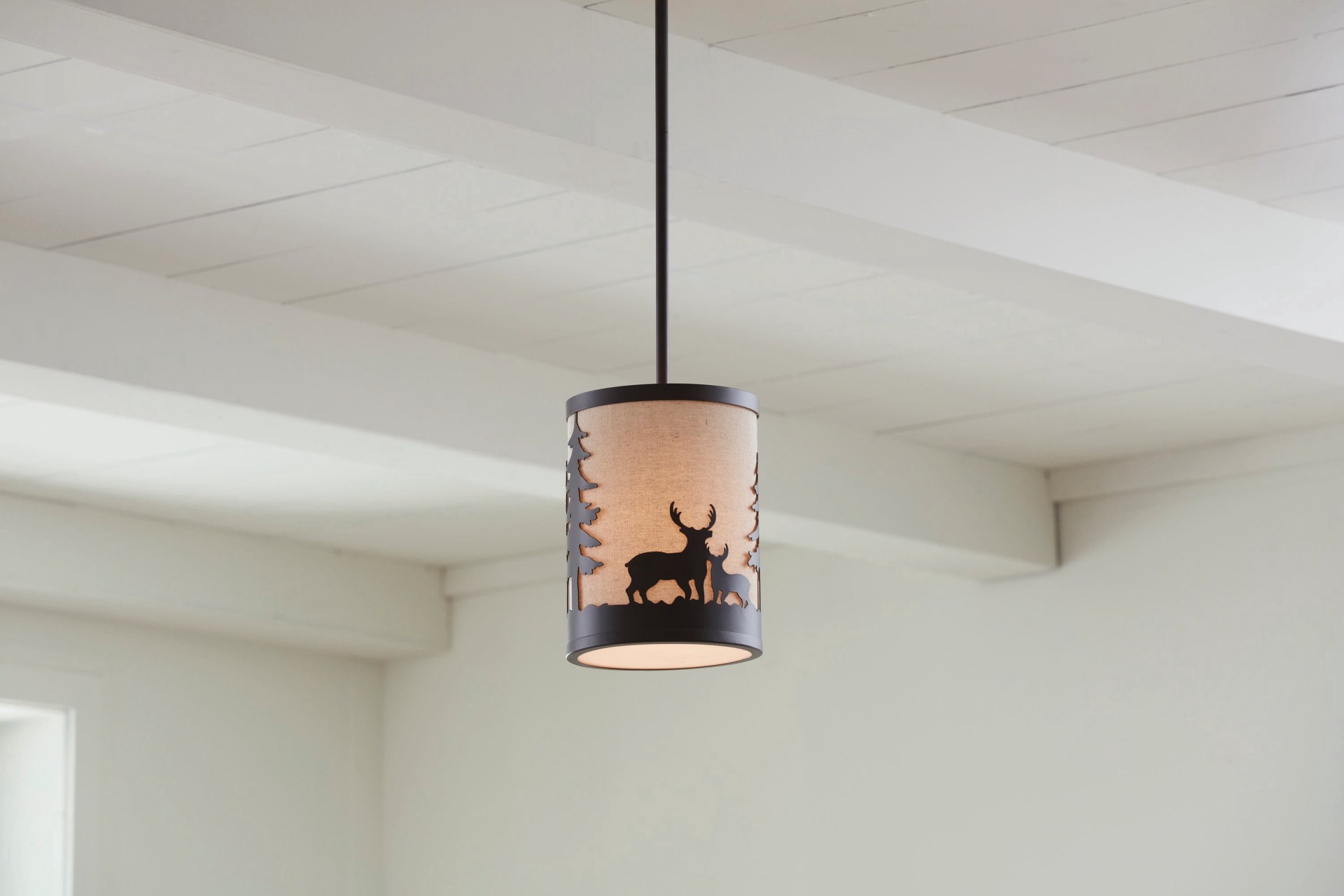 slide 1 of 6, allen + roth Hendersonville 1 -Light Bronze Rustic Cylinder Mini Hanging Pendant light, 1 ct