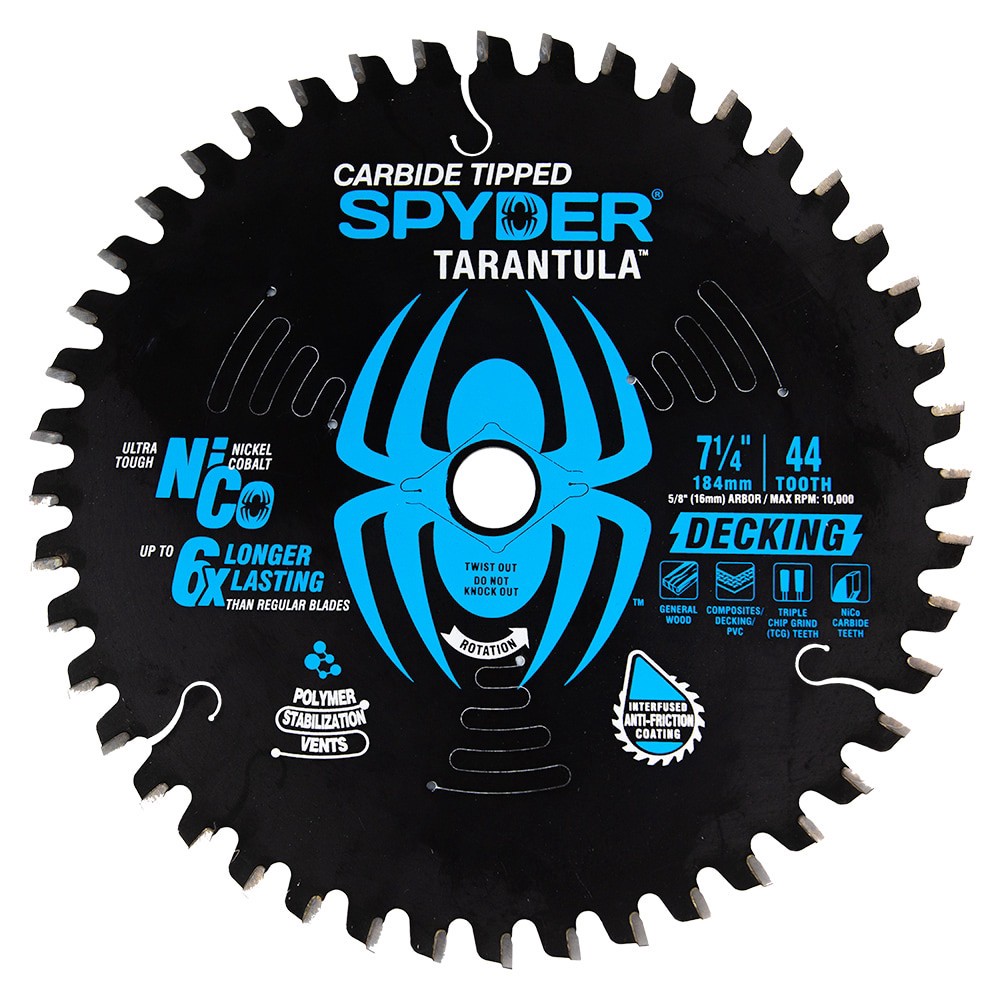 slide 1 of 6, Spyder Decking 7-1/4-in 44-Tooth Tungsten Carbide-tipped Steel Circular Saw Blade, 1 ct