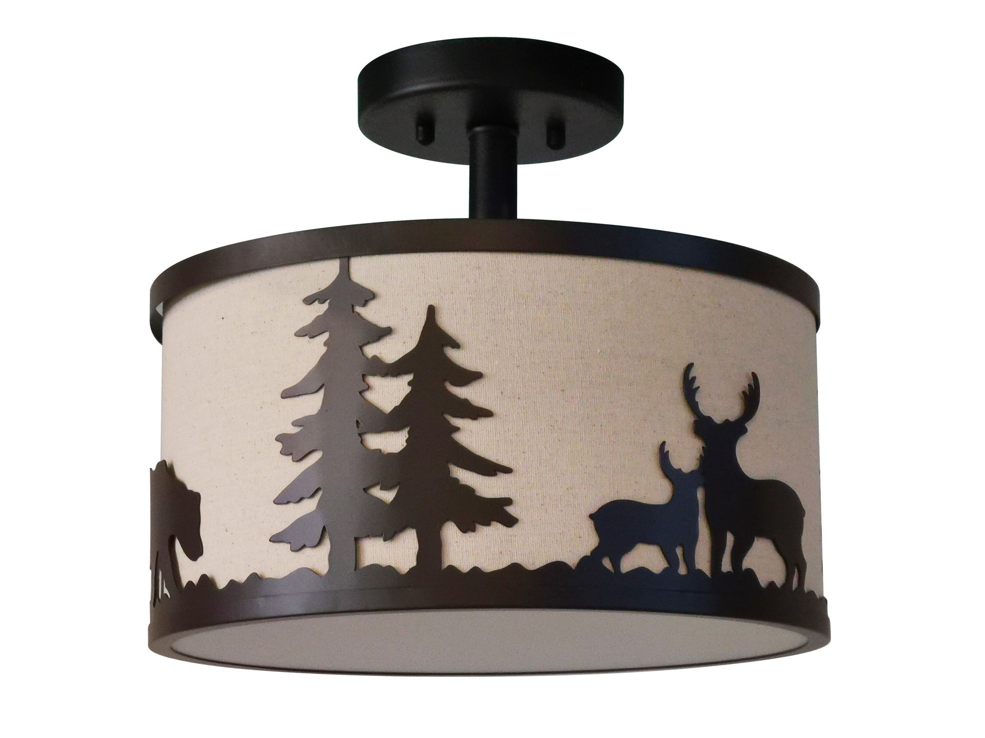 slide 2 of 6, allen + roth Hendersonville 3 -Light 13-in Matte Bronze Semi Flush Mount Light, 1 ct