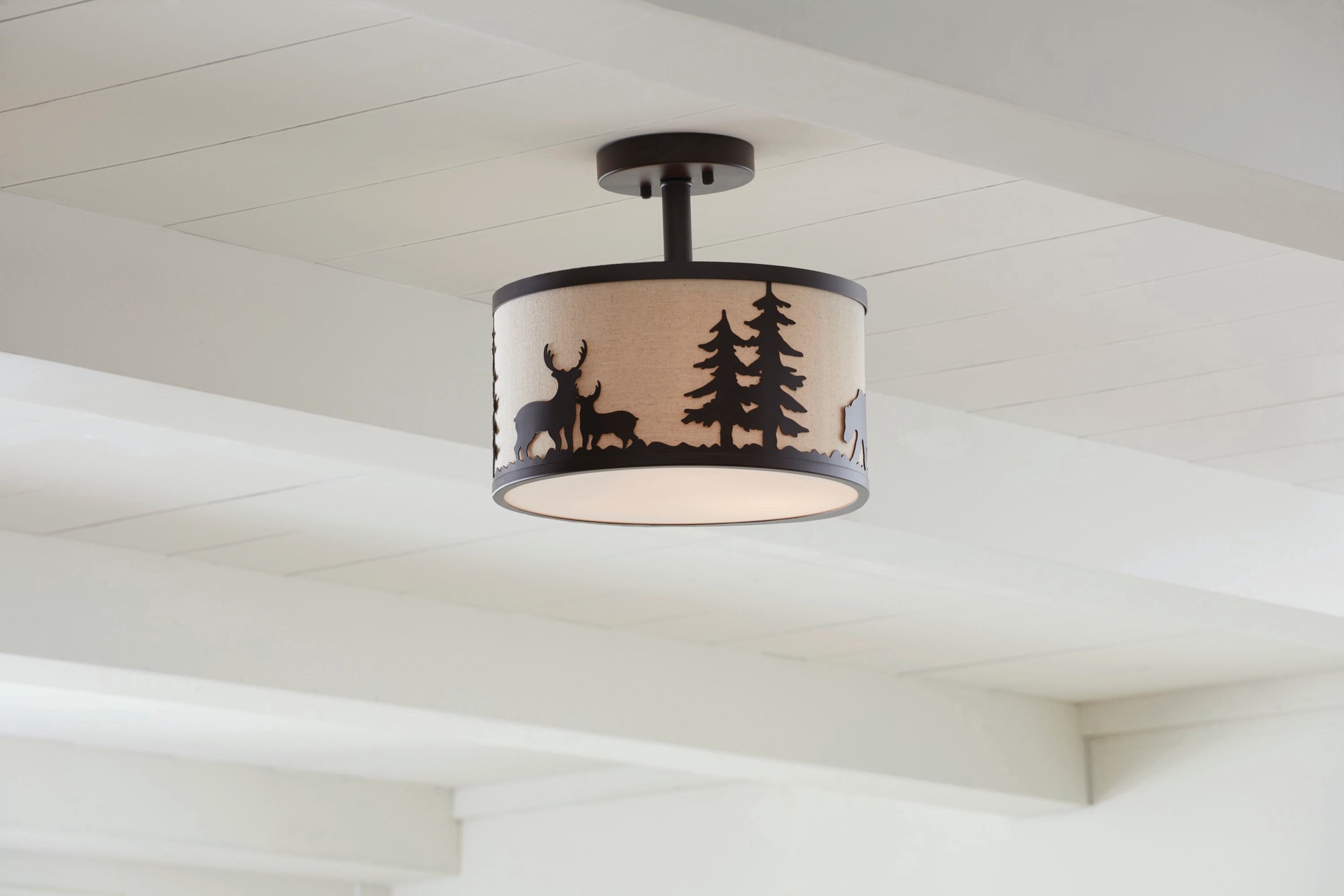 slide 1 of 6, allen + roth Hendersonville 3 -Light 13-in Matte Bronze Semi Flush Mount Light, 1 ct