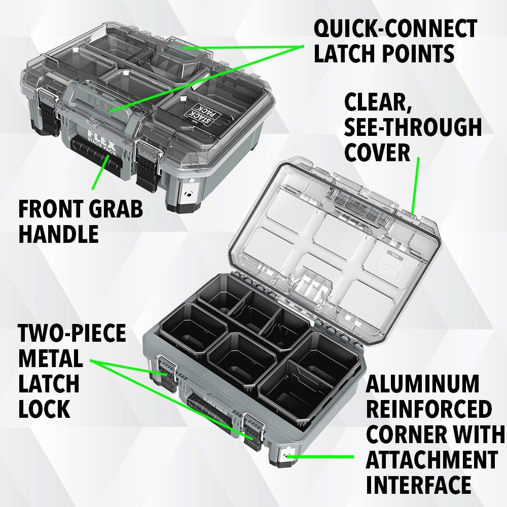 slide 5 of 6, FLEX STACK PACK Medium Organizer Box 11-in W x 5.6-in H x 14.8-in D Metal Tool Box, 1 ct