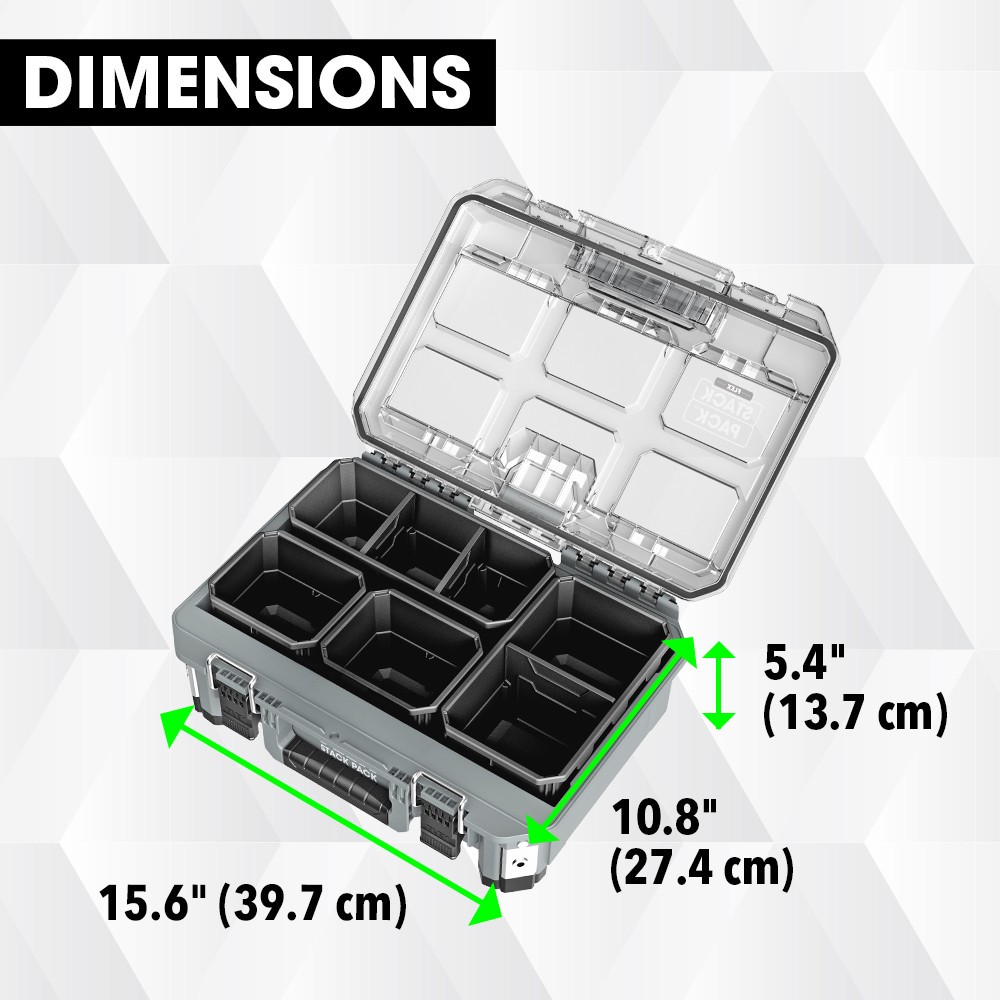 slide 6 of 6, FLEX STACK PACK Medium Organizer Box 11-in W x 5.6-in H x 14.8-in D Metal Tool Box, 1 ct