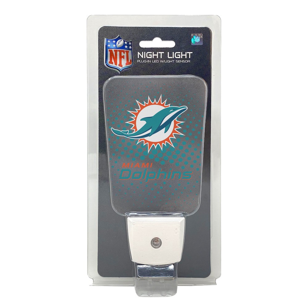 slide 3 of 3, Party Animal Miami Dolphins Clear LED Auto On/Off Night Light, 1 ct