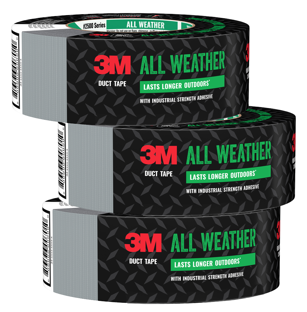 slide 6 of 6, 3M Super Tough Heavy Duty All Weather Black Rubberized Duct Tape 1.88-in x 30 Yard(s) 3 -Pack, 1 ct