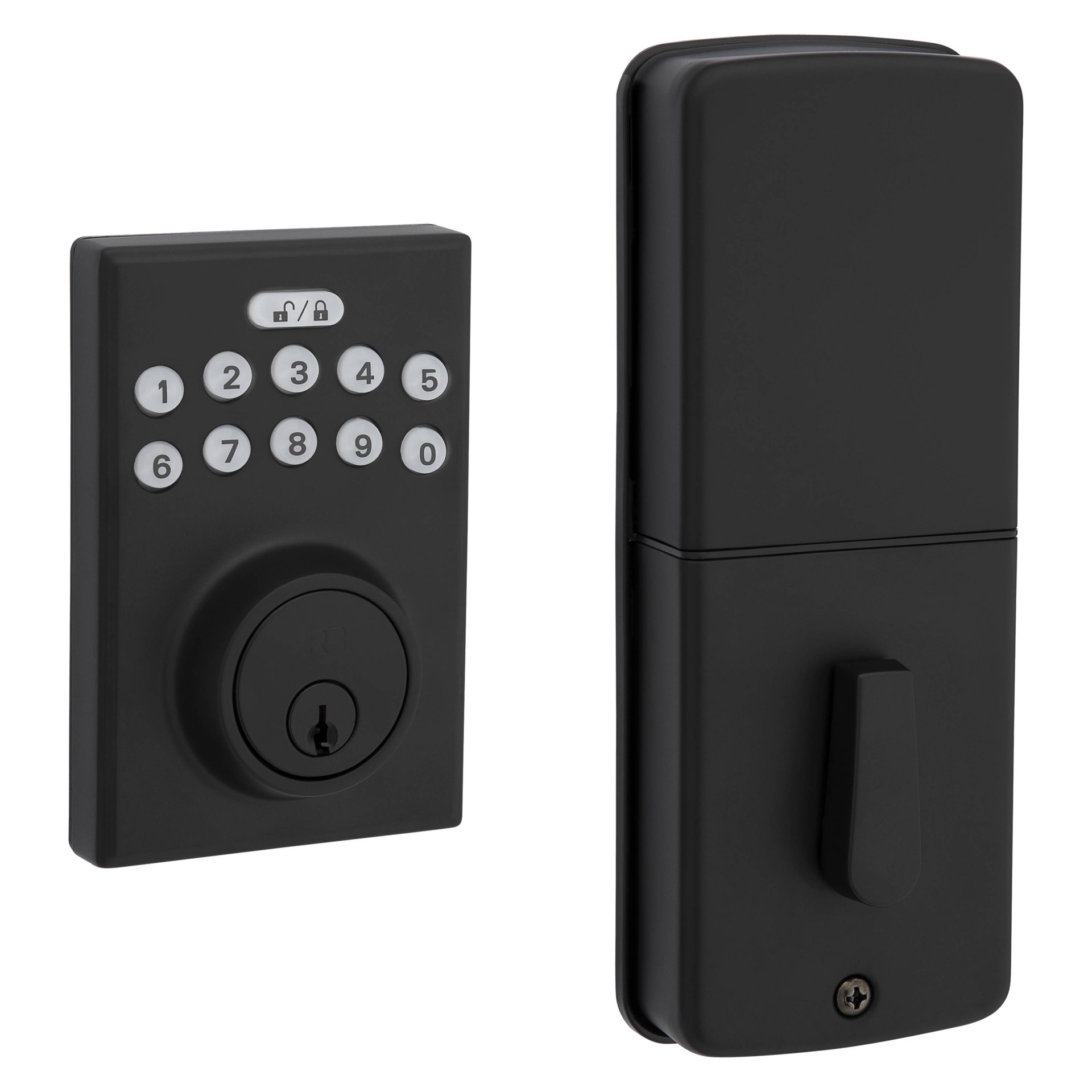 slide 1 of 2, RELIABILT Bragg Matte Black Single Cylinder Electronic Deadbolt Lighted Keypad, 1 ct
