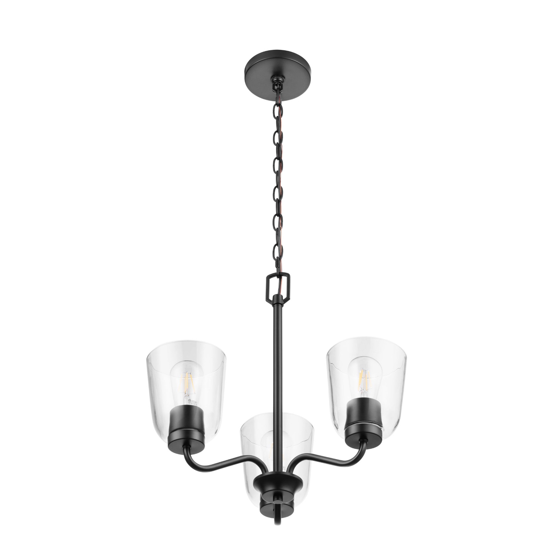 slide 2 of 6, Project Source Traywick 3 -Light Matte Black Transitional For Use in Bedrooms, Dining Rooms, Foyers, Kitchens, Living Rooms Chandelier, 1 ct
