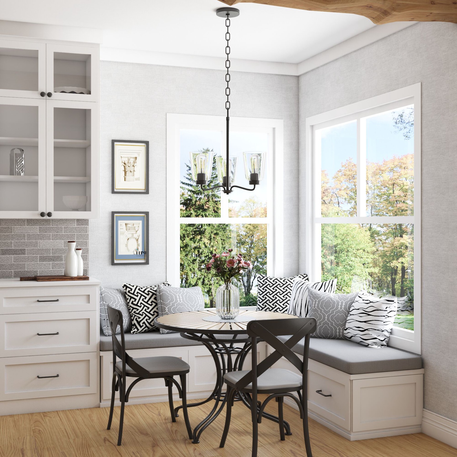 slide 4 of 6, Project Source Traywick 3 -Light Matte Black Transitional For Use in Bedrooms, Dining Rooms, Foyers, Kitchens, Living Rooms Chandelier, 1 ct