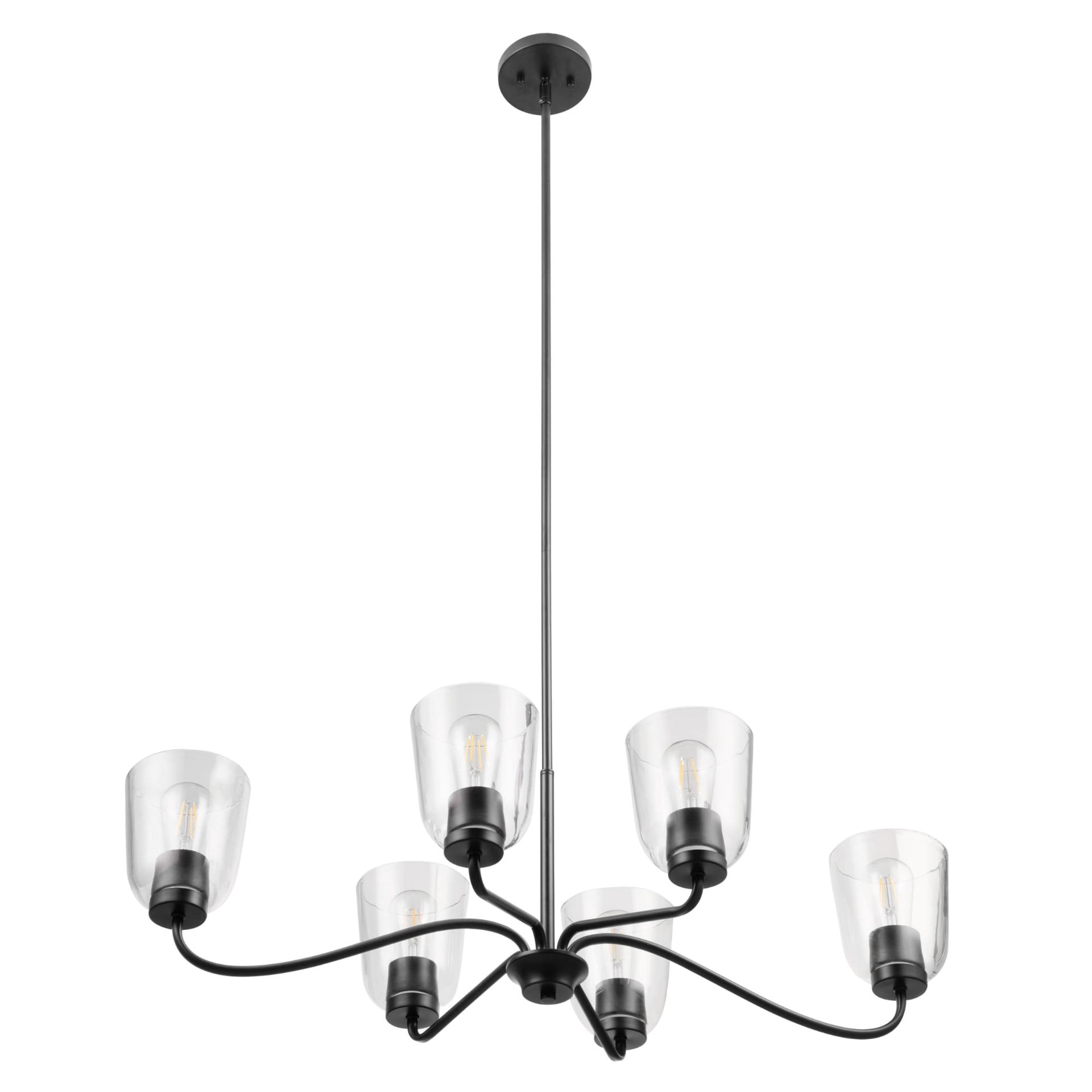 slide 2 of 6, Project Source Traywick 6 -Light Matte Black Transitional For Use in Bedrooms, Dining Rooms, Foyers, Kitchens, Living Rooms Chandelier, 1 ct