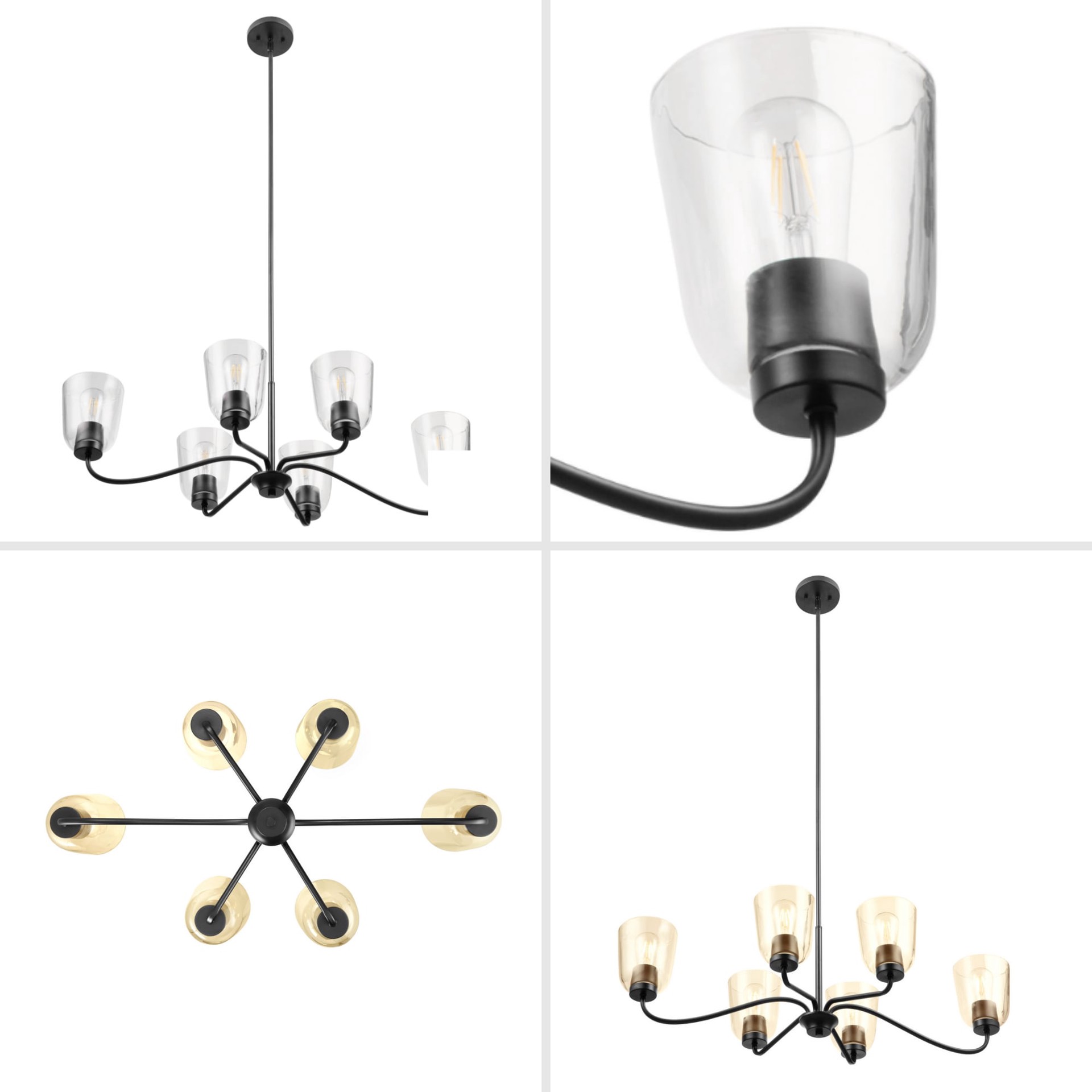 slide 5 of 6, Project Source Traywick 6 -Light Matte Black Transitional For Use in Bedrooms, Dining Rooms, Foyers, Kitchens, Living Rooms Chandelier, 1 ct