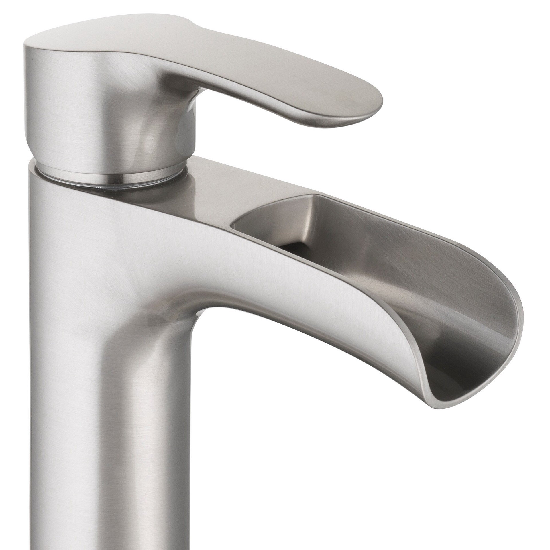 slide 3 of 6, allen + roth Eliza Brushed nickel Vessel 1-handle WaterSense Waterfall Residential Handle Bathroom Sink Faucet with Drain, 1 ct