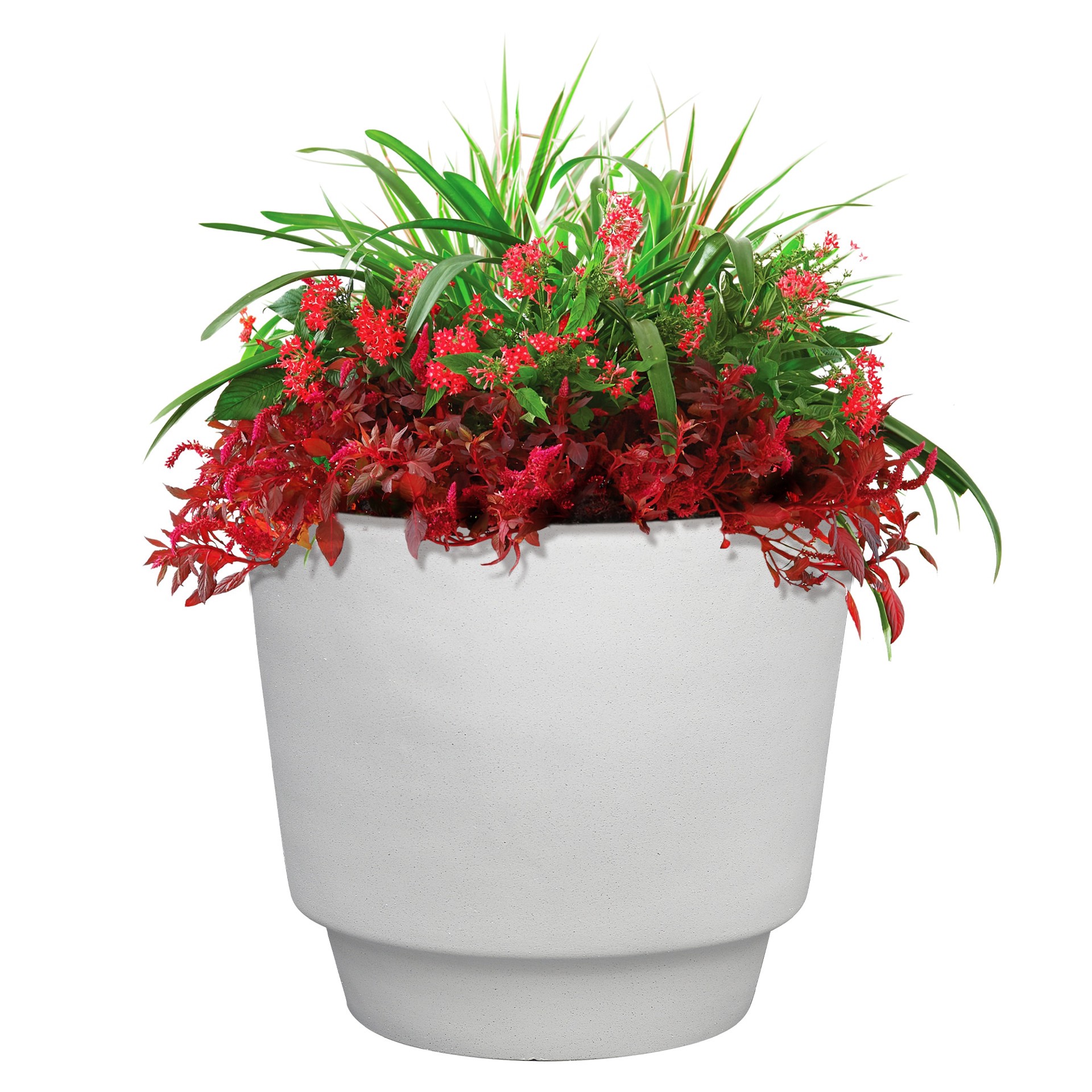 slide 3 of 6, allen + roth Round 15.24-in W x 15.24-in L White Recycled plastic Indoor/Outdoor Planter, 1 ct