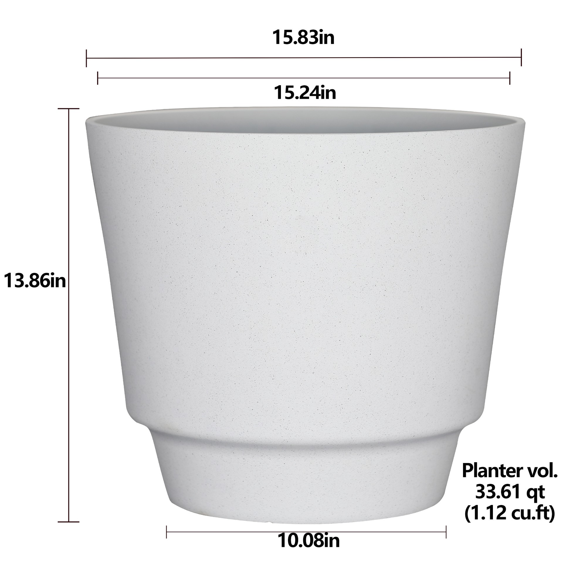 slide 4 of 6, allen + roth Round 15.24-in W x 15.24-in L White Recycled plastic Indoor/Outdoor Planter, 1 ct