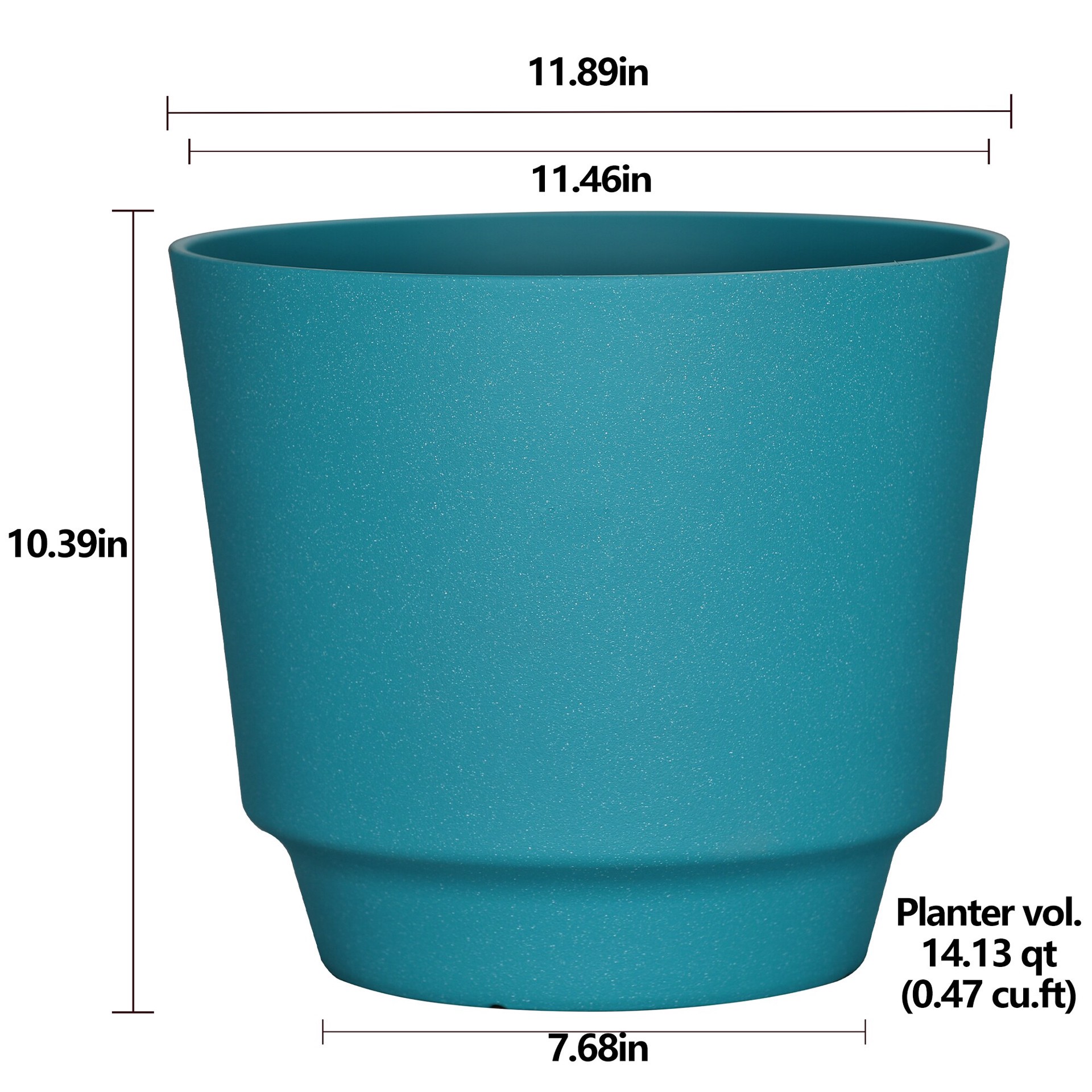 slide 4 of 6, allen + roth Round 11.46-in W x 11.46-in L Blue Recycled plastic Indoor/Outdoor Planter, 1 ct