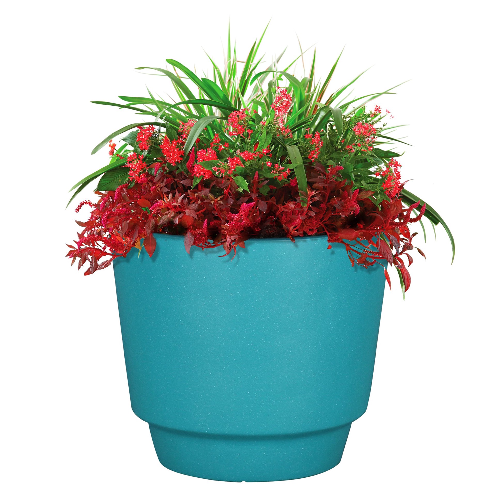 slide 3 of 6, allen + roth Round 11.46-in W x 11.46-in L Blue Recycled plastic Indoor/Outdoor Planter, 1 ct
