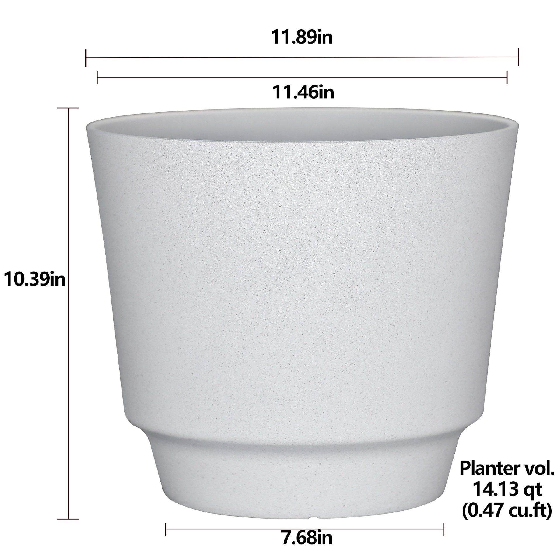 slide 4 of 6, allen + roth Round 11.46-in W x 11.46-in L White Recycled plastic Indoor/Outdoor Planter, 1 ct