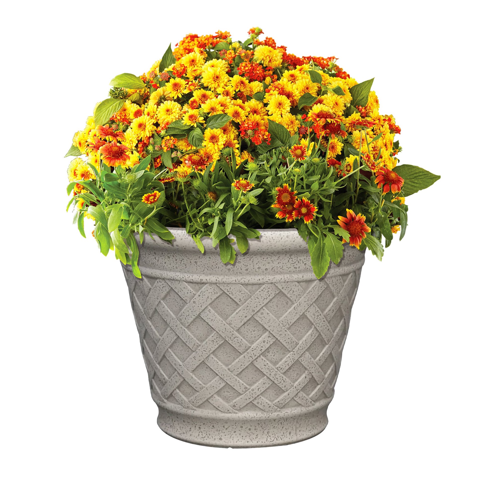 slide 3 of 6, allen + roth 14.96-in W x 14.96-in L Off-white Resin Indoor/Outdoor Planter, 1 ct