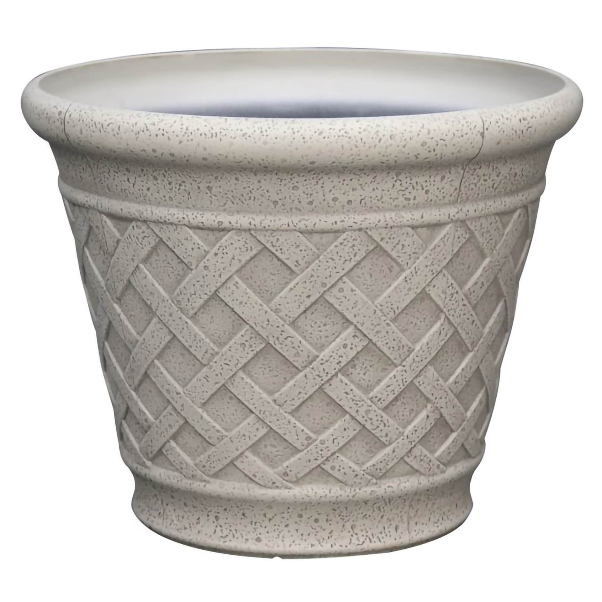 slide 1 of 6, allen + roth 14.96-in W x 14.96-in L Off-white Resin Indoor/Outdoor Planter, 1 ct