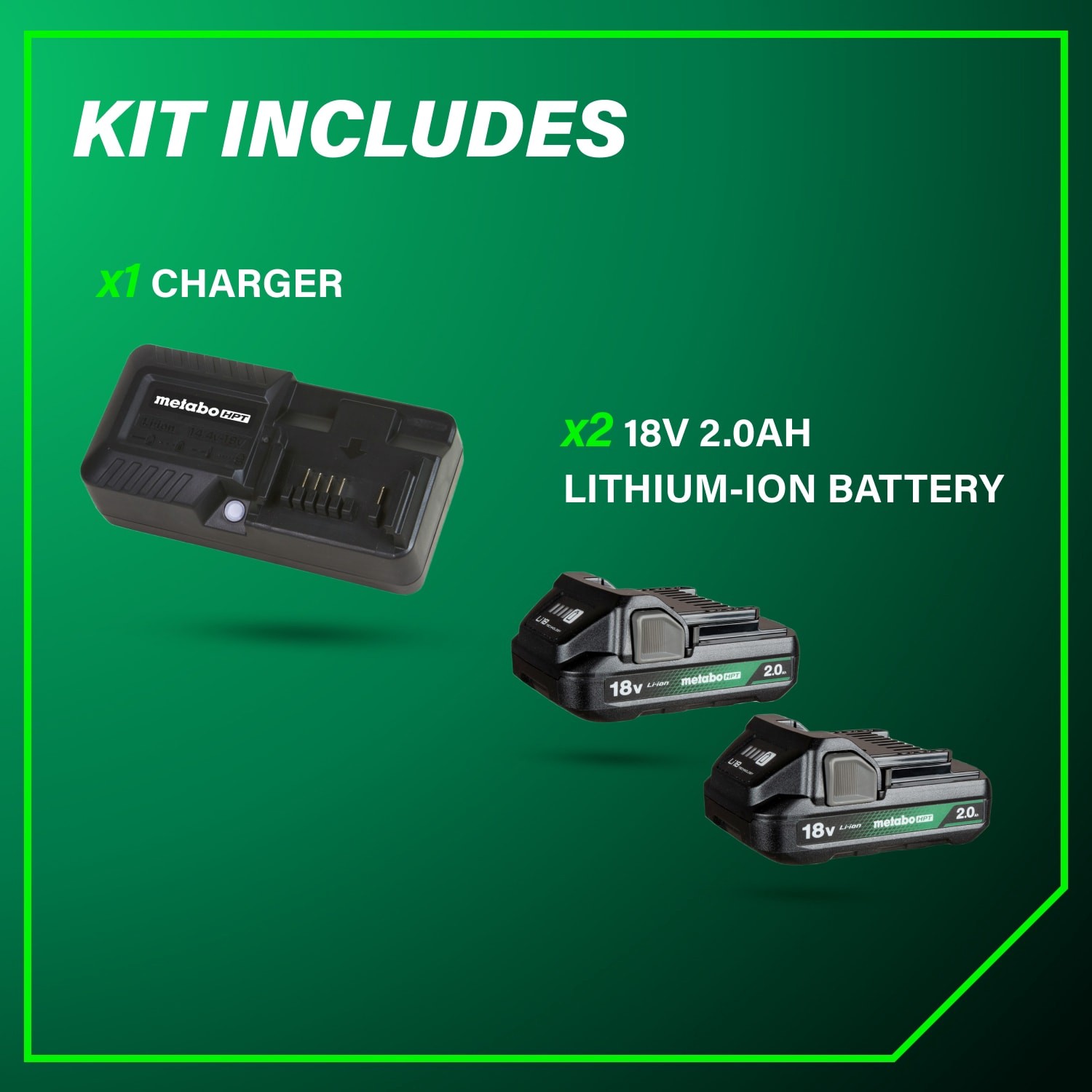 slide 5 of 6, Metabo HPT MultiVolt 18 -Volt 2 -Pack Lithium-ion ( 2 Ah 2 Ah Battery and Charger ), 1 ct