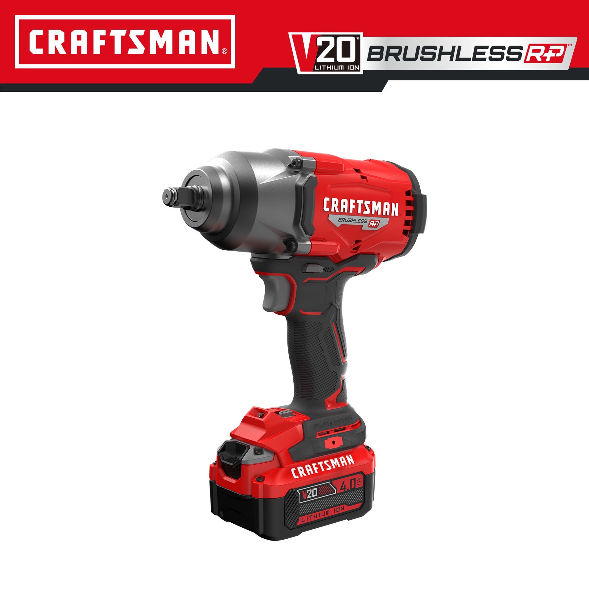 slide 3 of 6, CRAFTSMAN V20 RP 20-volt Max Variable Speed Brushless 1/2-in Drive Cordless Impact Wrench (Battery Included and Charger Included), 1 ct