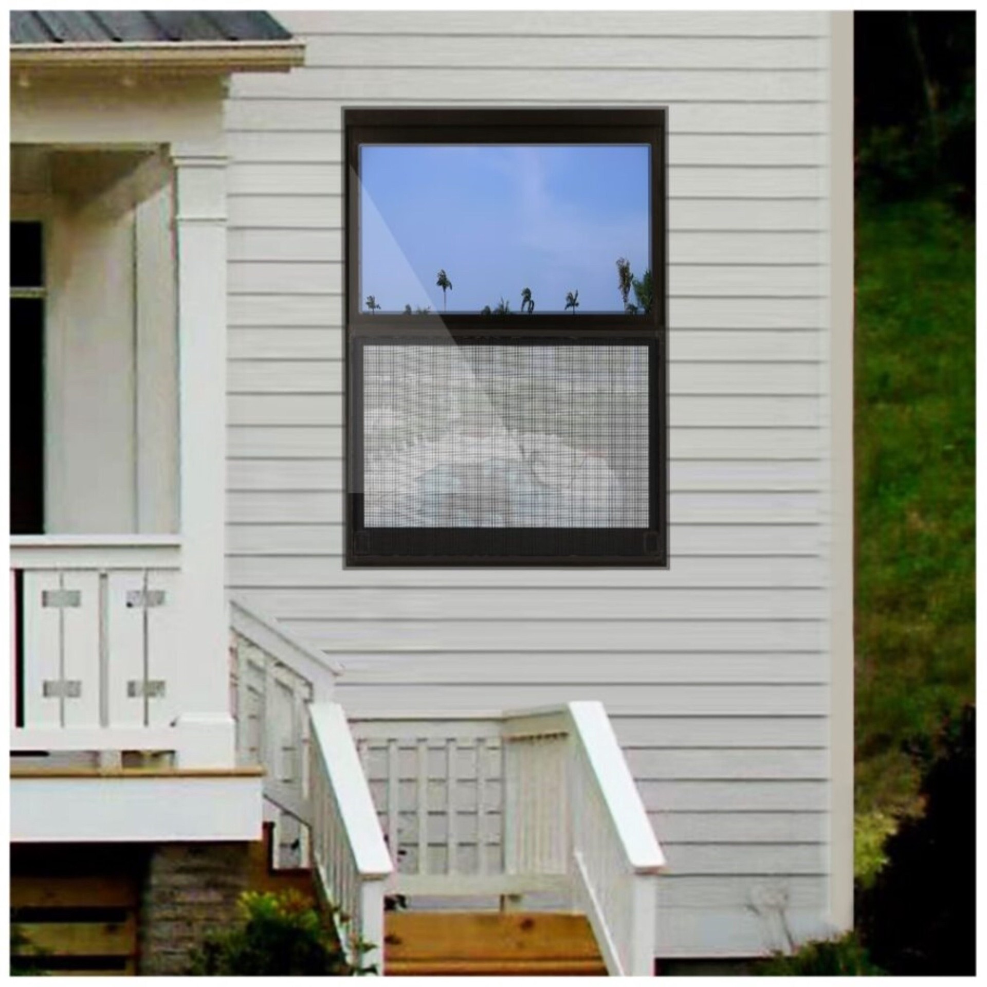 slide 4 of 6, RELIABILT 36-in x 49-7/8-in Bronze Exterior Aluminum New Construction Single Hung Window Low-E Single Pane Glass (Half Screen Included), 1 ct