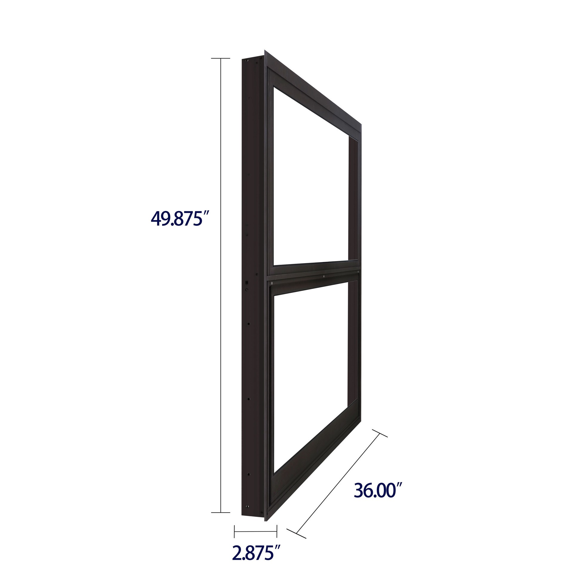 slide 5 of 6, RELIABILT 36-in x 49-7/8-in Bronze Exterior Aluminum New Construction Single Hung Window Low-E Single Pane Glass (Half Screen Included), 1 ct