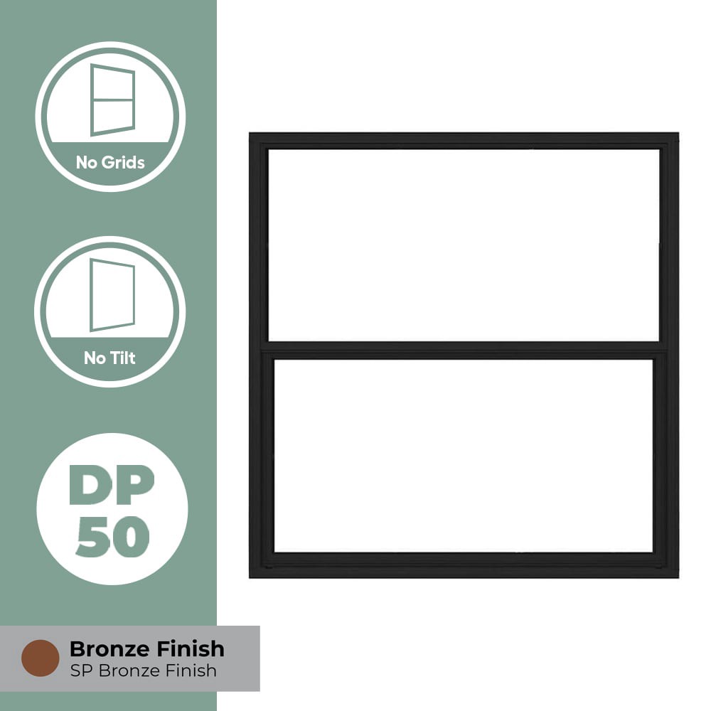 slide 2 of 6, RELIABILT 36-in x 37-3/8-in Bronze Exterior Aluminum New Construction Single Hung Window Low-E Single Pane Glass (Half Screen Included), 1 ct