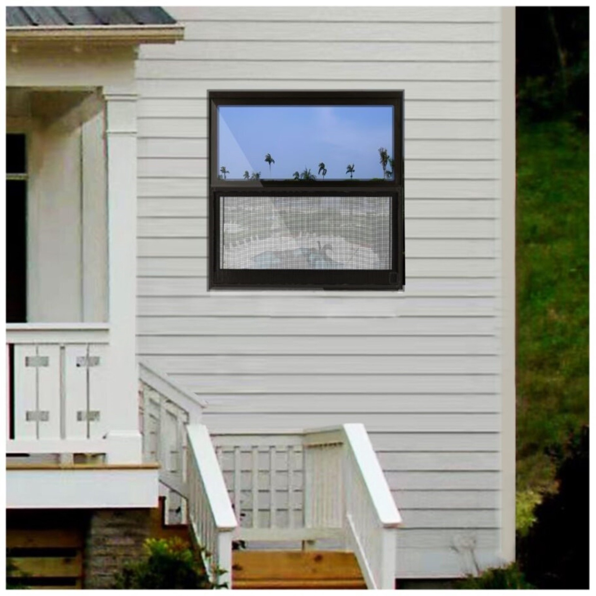 slide 4 of 6, RELIABILT 36-in x 37-3/8-in Bronze Exterior Aluminum New Construction Single Hung Window Low-E Single Pane Glass (Half Screen Included), 1 ct
