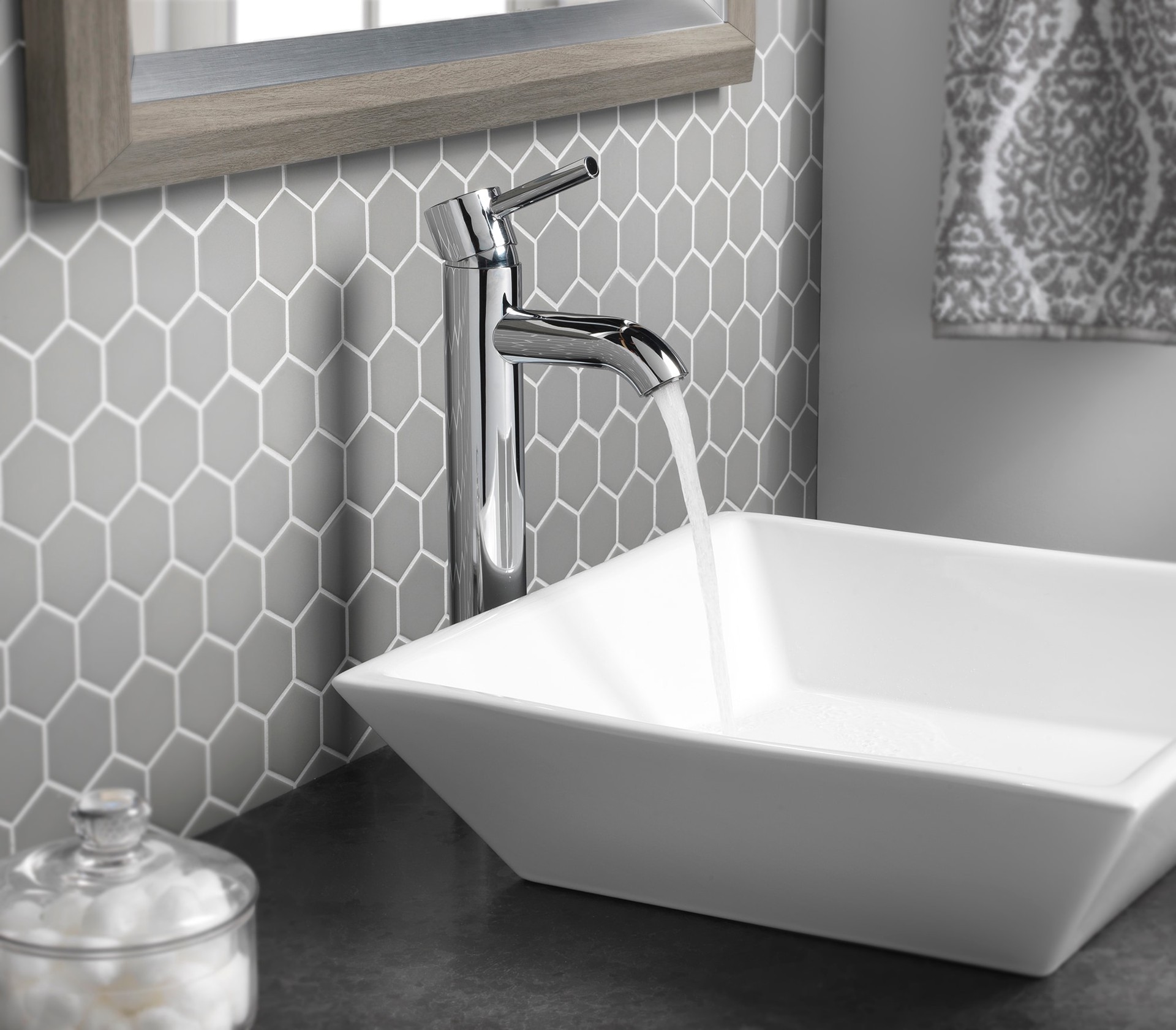 slide 1 of 6, allen + roth Harlow Polished Chrome Vessel 1-handle WaterSense Low-arc Residential Handle Bathroom Sink Faucet with Drain, 1 ct