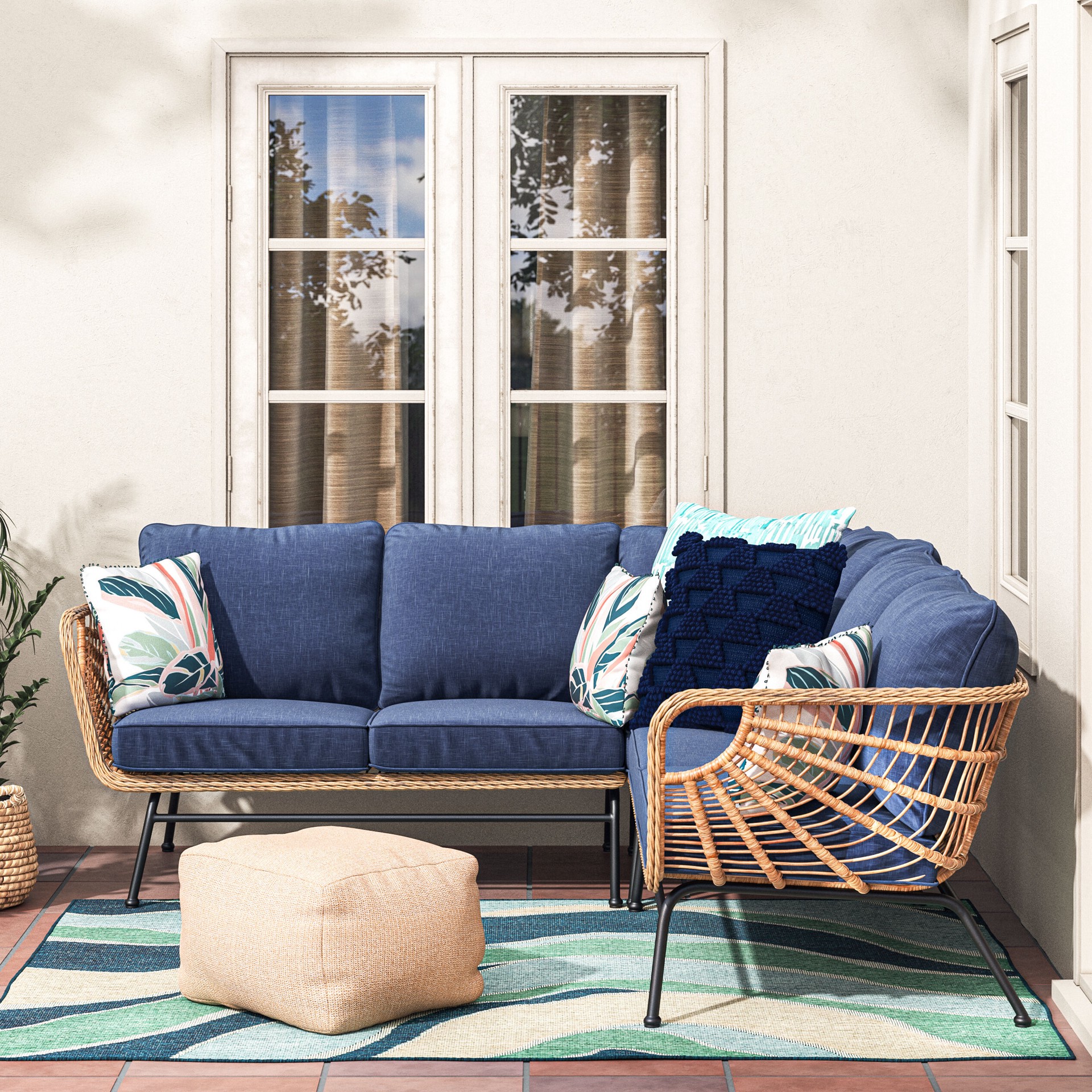 slide 2 of 6, Origin 21 Round 13.0-in W x 13.0-in L Brown Wicker Indoor Planter, 1 ct