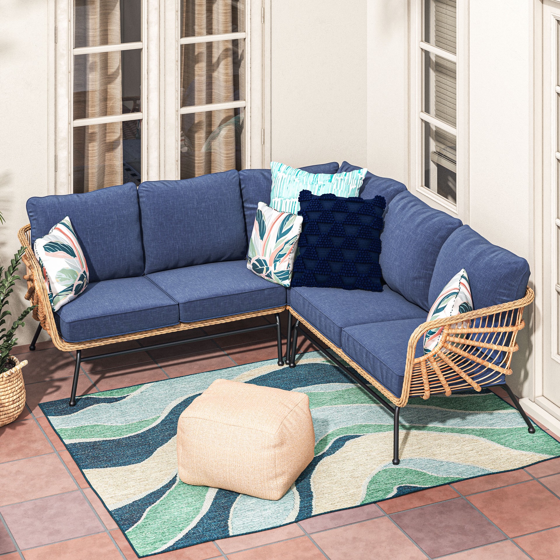 slide 3 of 6, Origin 21 Round 13.0-in W x 13.0-in L Brown Wicker Indoor Planter, 1 ct